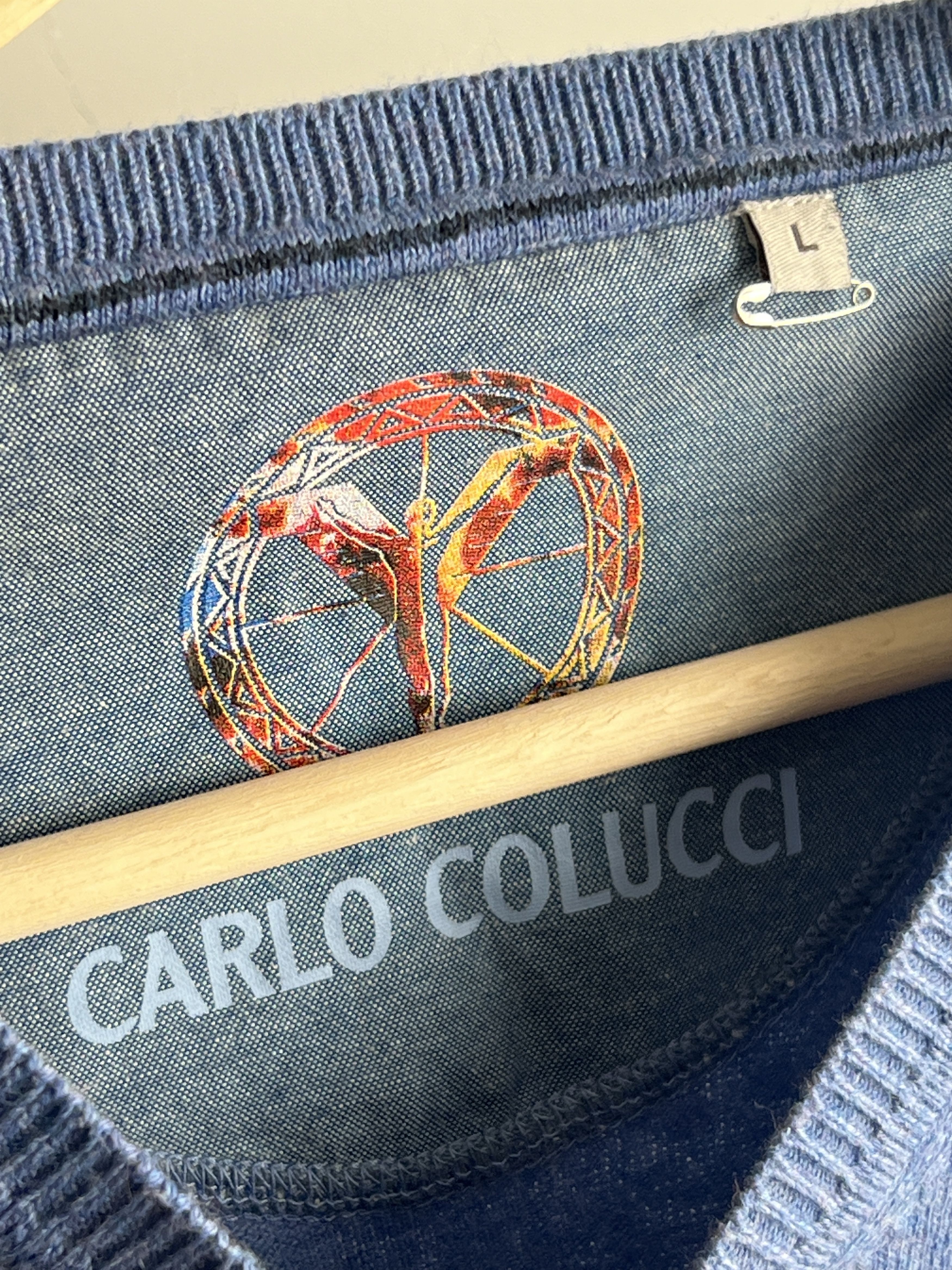Carlo Colucci Carlo Colucci Knit Sweater V Neck Blue Size US M / EU 48-50 / 2 - 4 Thumbnail