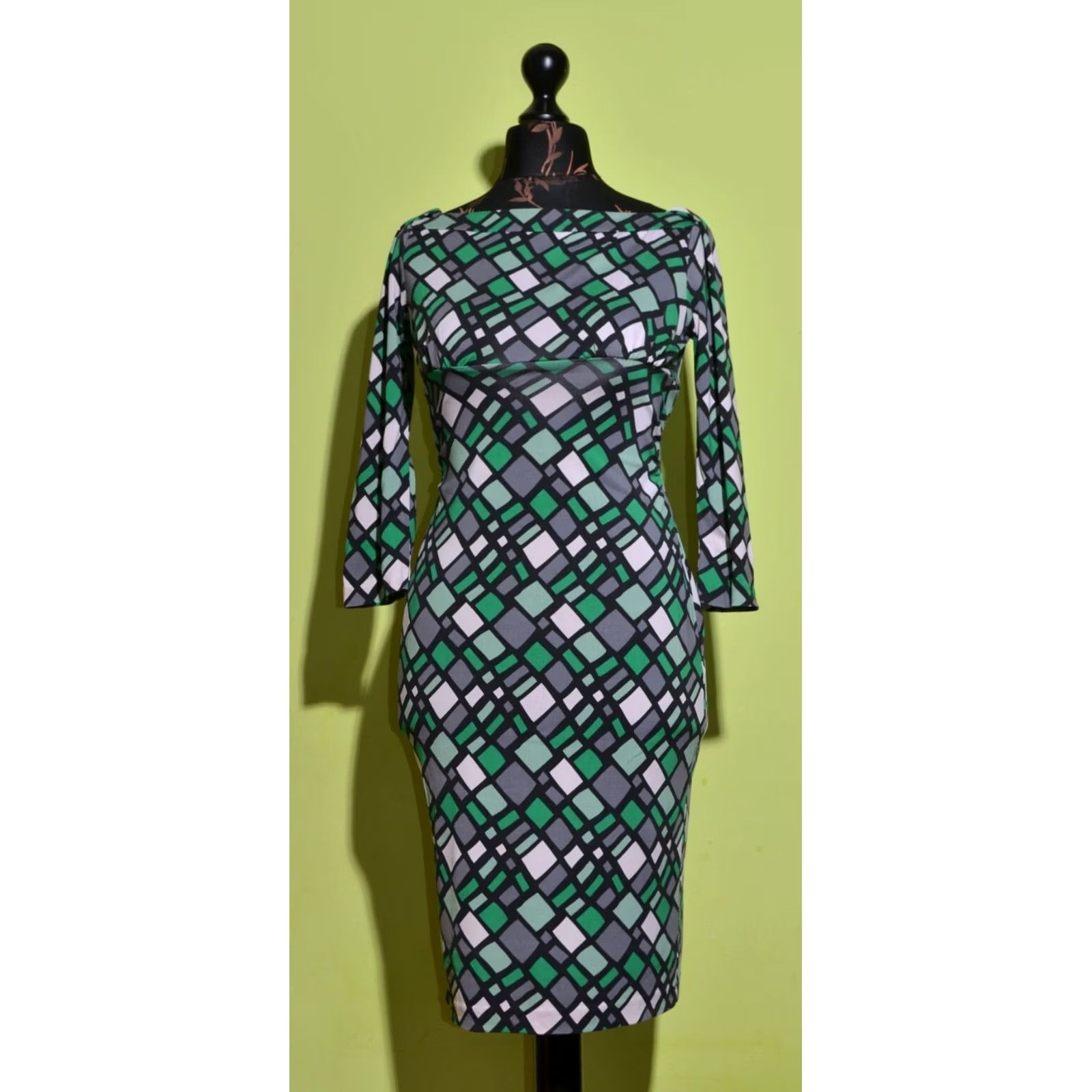 Diane von Furstenberg DVF Diane von Furstenberg Women's 3/4 Sleeve Silk Dress Size 6 Dress Geometric Multicoloured Knee Length Pencil 3/4 Sleeve Womens Size M / US 6-8 / IT 42-44 - 2 Thumbnail