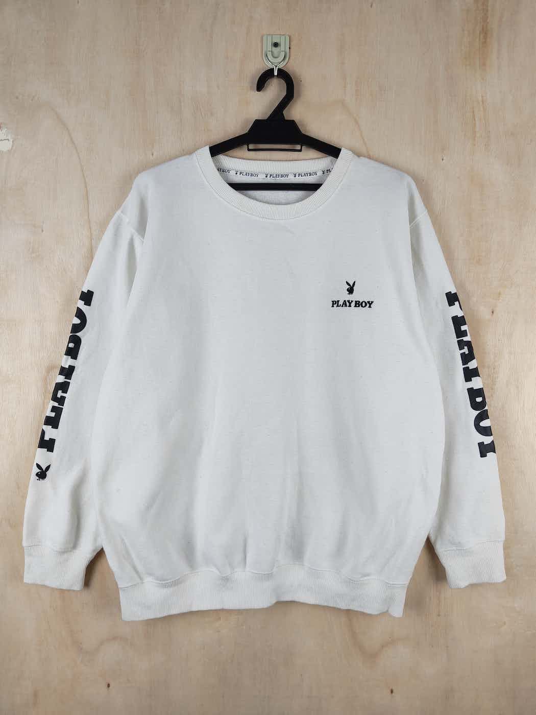 Playboy DL Playboy vintage big logo White Sweatshirts #S2481 Size US L / EU 52-54 / 3 - 7 Thumbnail