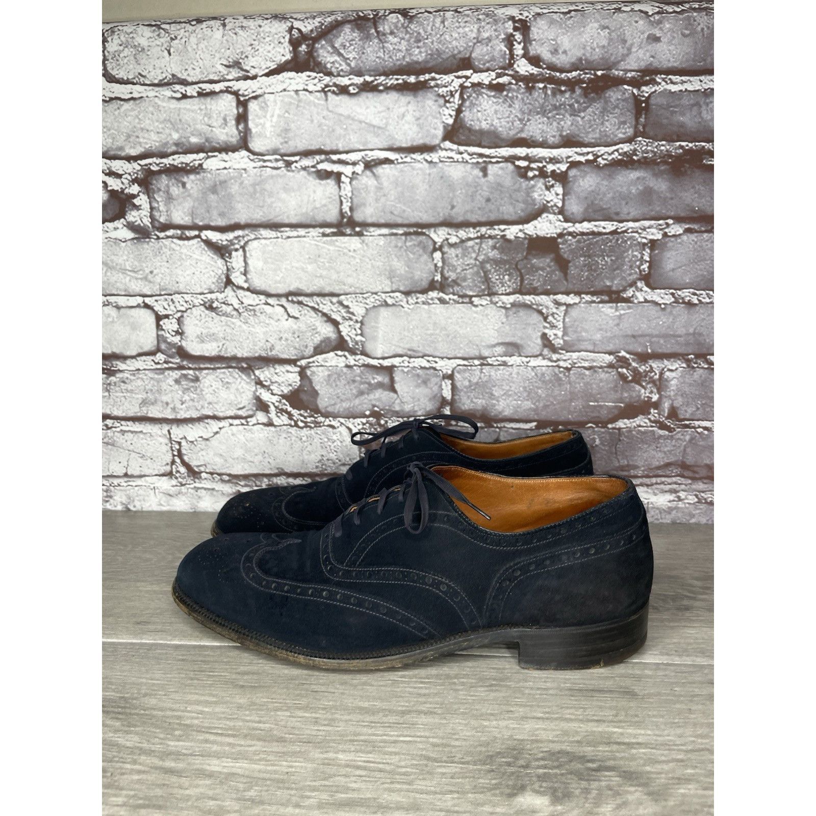 Saks Fifth Avenue Saks Fifth Ave Blue Suede Leather Wingtip Oxfords Lace Up Sh Size US 8 / EU 41 - 11 Thumbnail