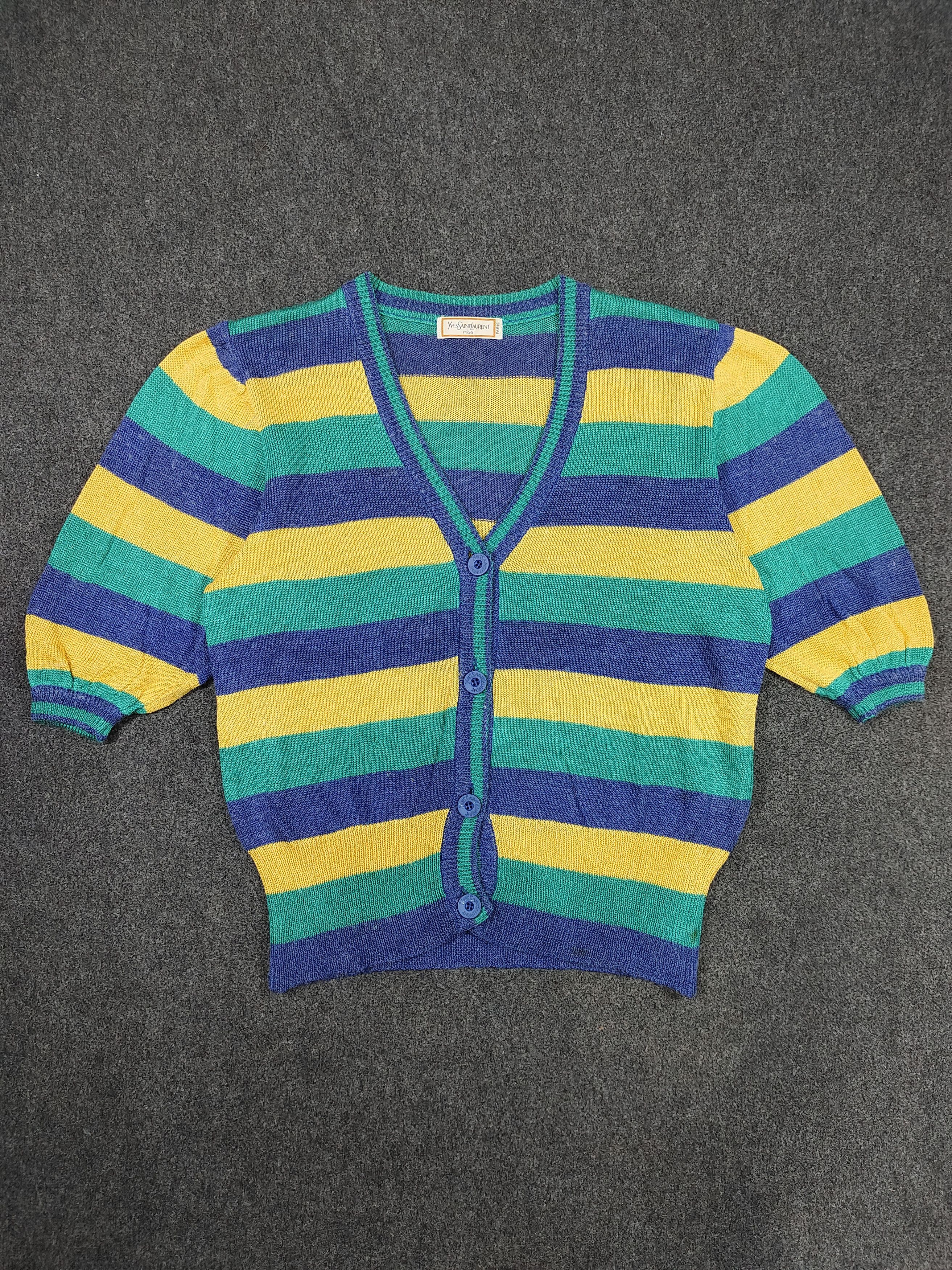 Yves Saint Laurent 80s Yves Saint Laurent Striped Short Cardigan Size M / US 6-8 / IT 42-44 - 4 Thumbnail