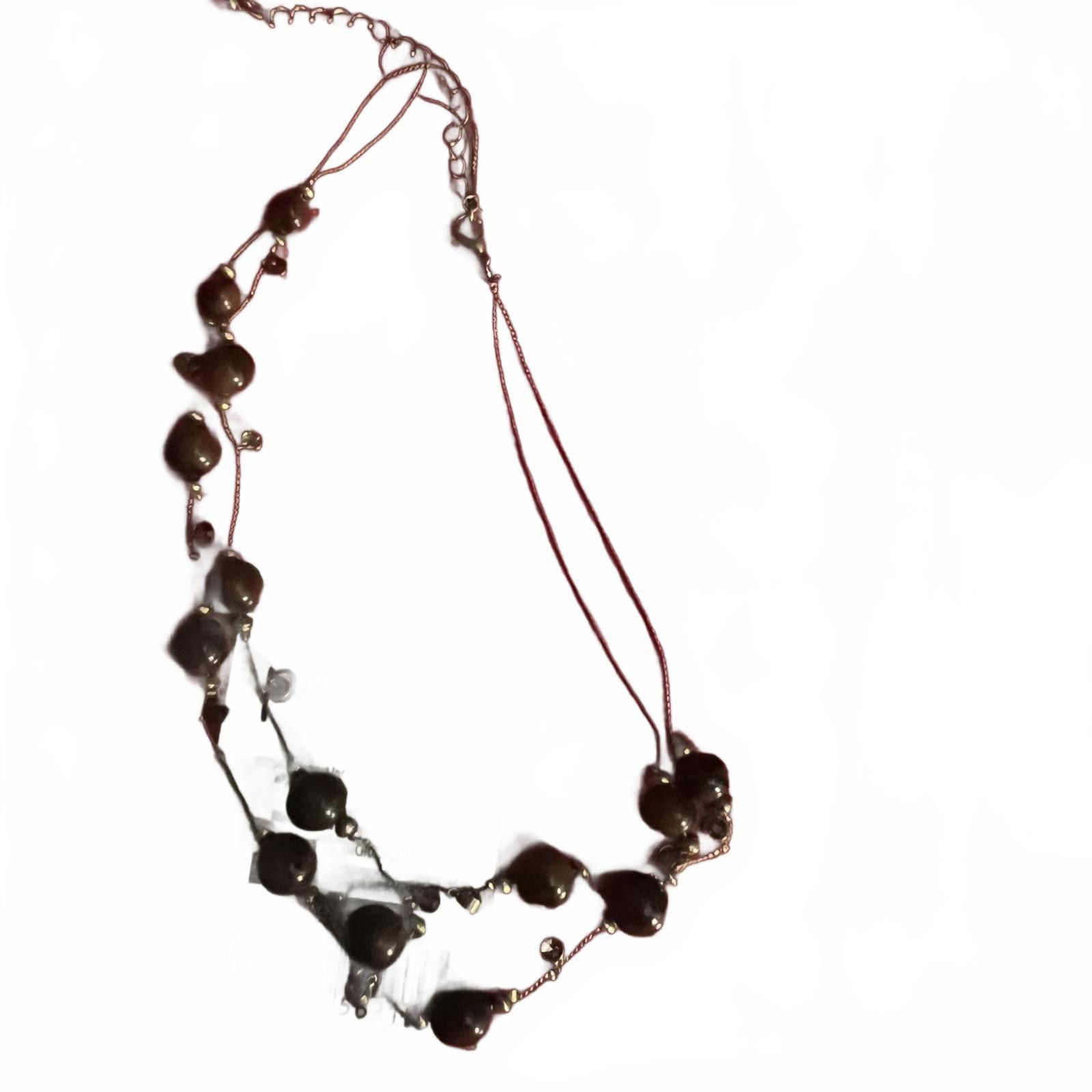 Unknown London Brown Beaded Layered Necklace Size ONE SIZE - 1 Thumbnail