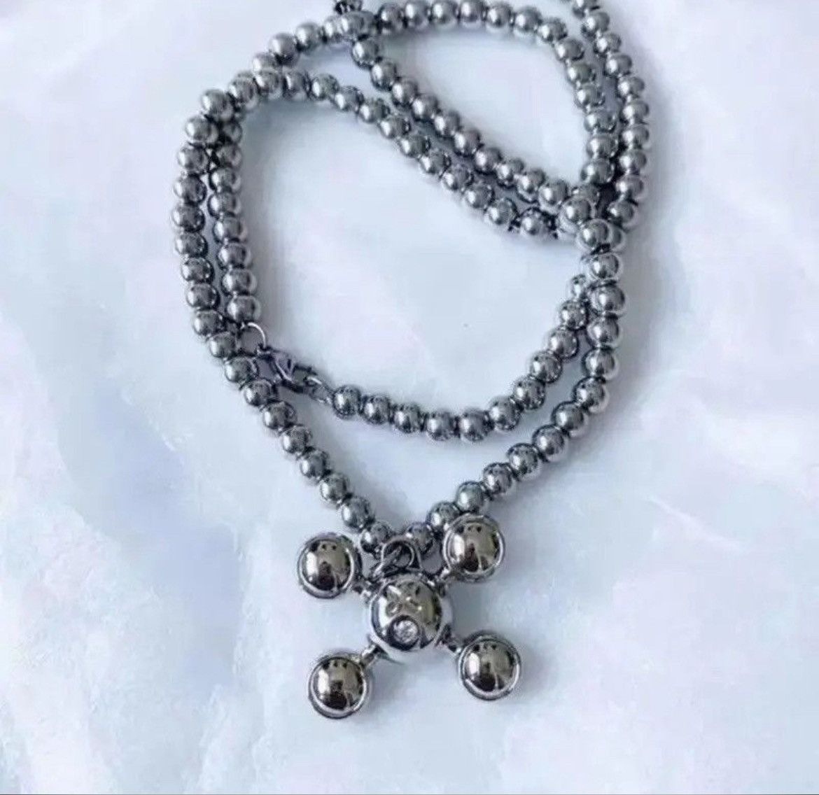 Jewelry Round Bead Chain Quadangle Ball Pendant Size ONE SIZE - 3 Thumbnail