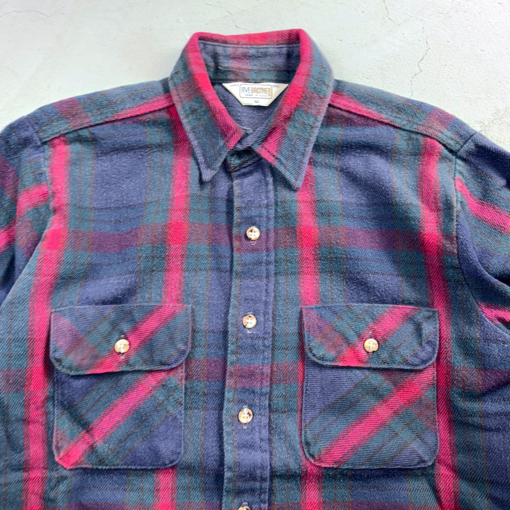 Vintage VINTAGE Five Brother Shirt Mens M Shadow Plaid Flannel USA Red Green 1980s 80s Button-Up Size US M / EU 48-50 / 2 - 2 Thumbnail
