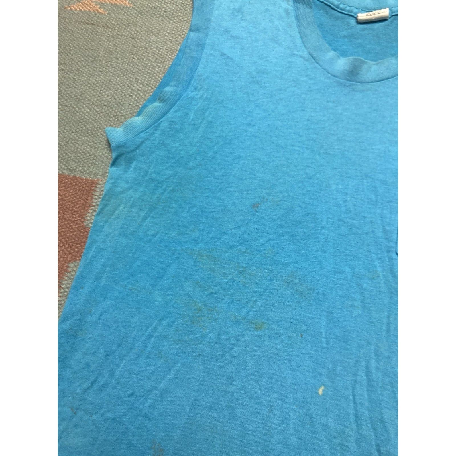 Altea VINTAGE 80s sleeveless pocket t shirt teal blue muscle worn soft medium Blue T-Shirt Men Sleeveless Pockets 80s Vintage M & M Medium Size US M / EU 48-50 / 2 - 4 Thumbnail