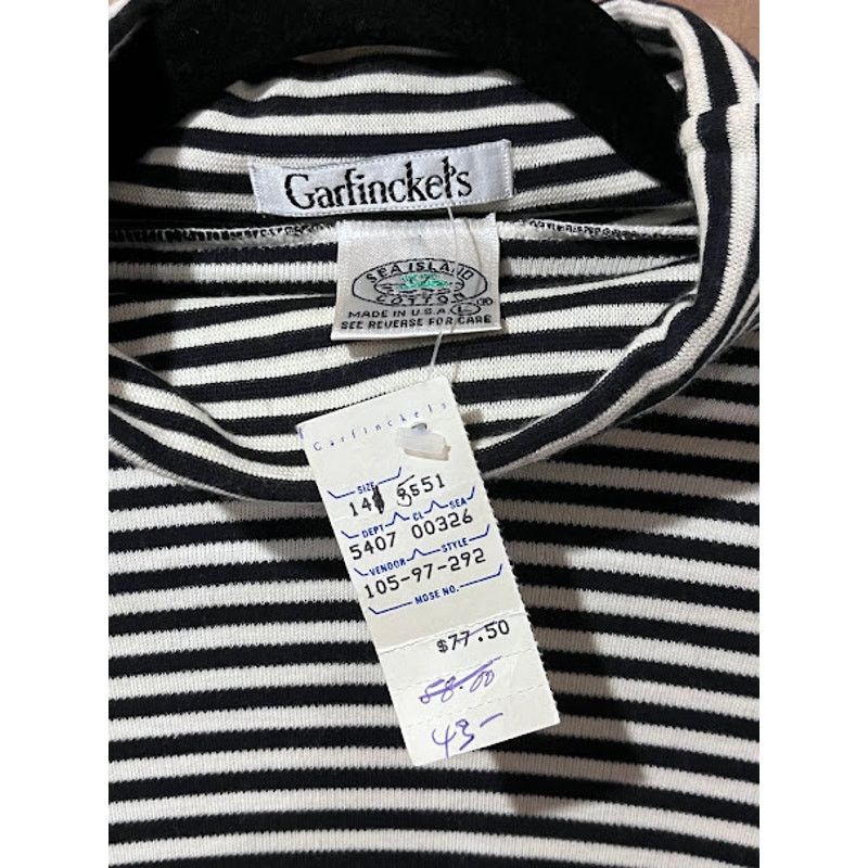 Other VTG 80s New Garfinckels Turtleneck Shirt Black Cream Stripe Size US L / EU 52-54 / 3 - 3 Thumbnail