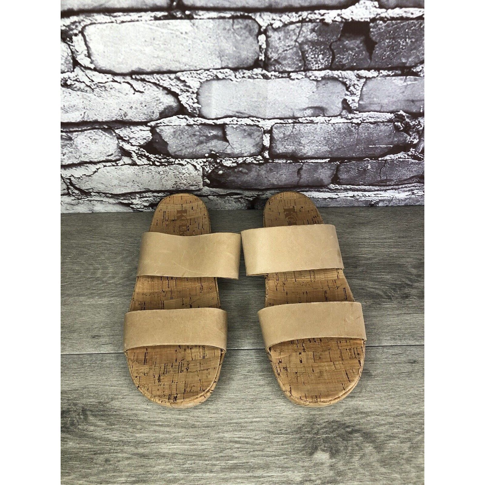 Other Korks Nude Leather Slip On Slides Cork Casual Wedge Shoes Wo Size US 9 / IT 39 - 18 Thumbnail
