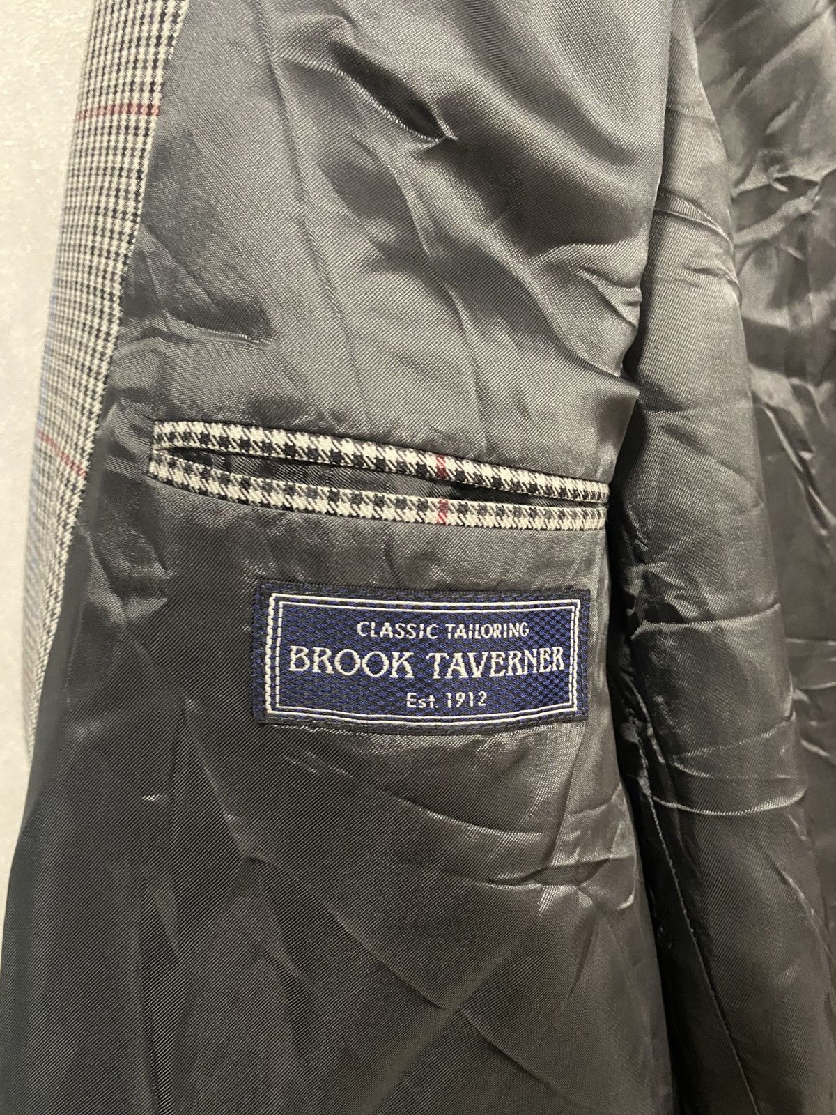 Vintage Brook Taverner Houndstooth Windowpane Blazer Size 44 Euro 56 Size 44R - 7 Thumbnail