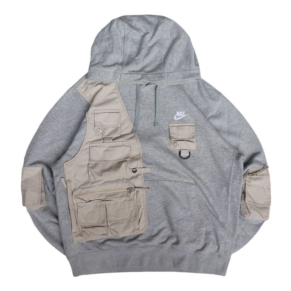 Nike × Streetwear Reworked Nike Tactical Hoodie Club Light Grey/Beige ...
