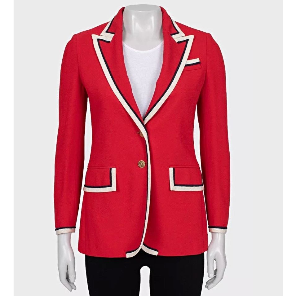 Gucci Gucci Red Fitted Jacket Contrast Trim IT38 XS Size XS / US 0-2 / IT 36-38 - 1 Thumbnail