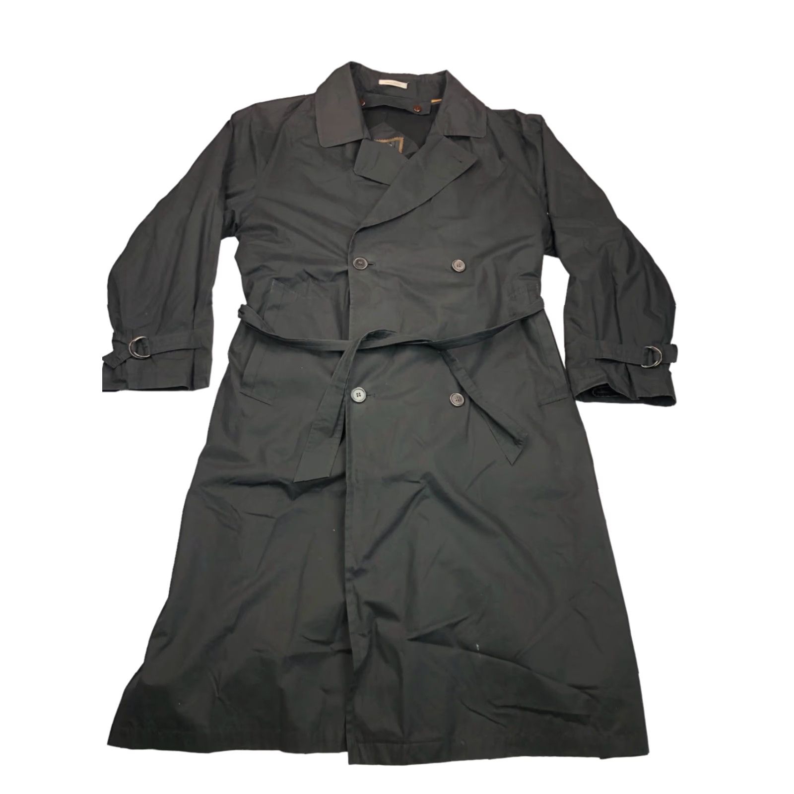Vintage Sanyo Women's Coat Double-Breasted Belted Black MEDIUM Size M / US 6-8 / IT 42-44 - 2 Thumbnail
