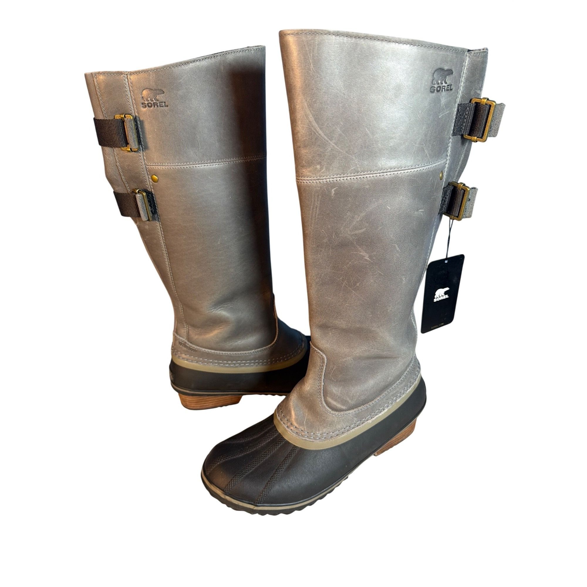 SOREL New Sorel Slimpack Riding Tall II Gray Leather Snow Boot Siz Size US 10 / IT 40 - 13 Thumbnail