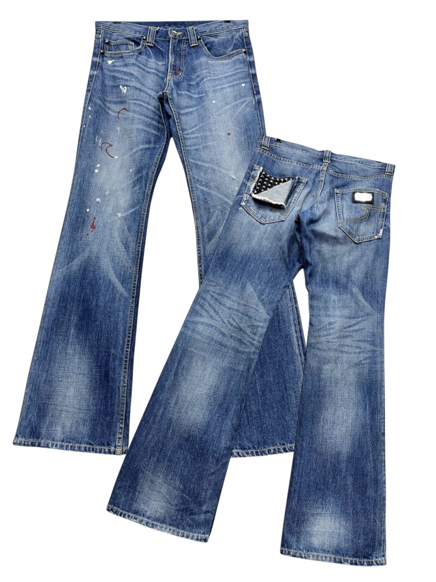 semanticdesign 🔥SEMANTIC DESIGN Paint Splatter Grunge Studded Flare Denim Size US 31 - 2 Thumbnail