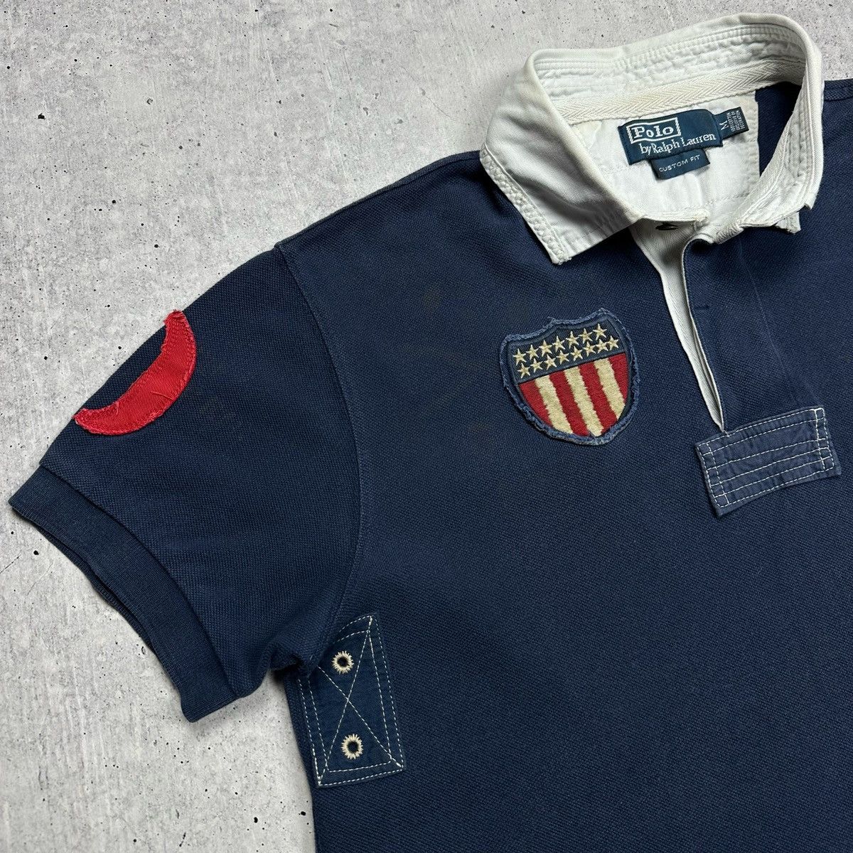 K-Swiss × Polo Ralph Lauren × Vintage Polo Ralph Lauren K Swiss Big Pony Navy Blue #9 Polo Shirt Size US M / EU 48-50 / 2 - 3 Thumbnail