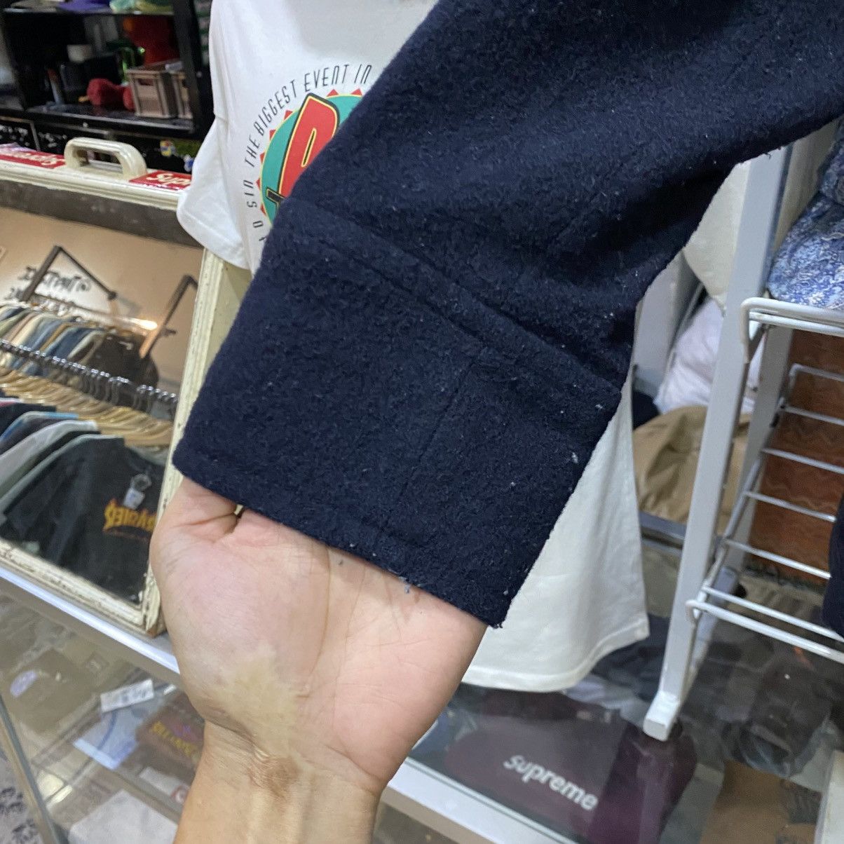 Blue Blue Japan 🔥BLUE BLUE NAVY BLUE WOOL PEA COAT Size US S / EU 44-46 / 1 - 6 Thumbnail