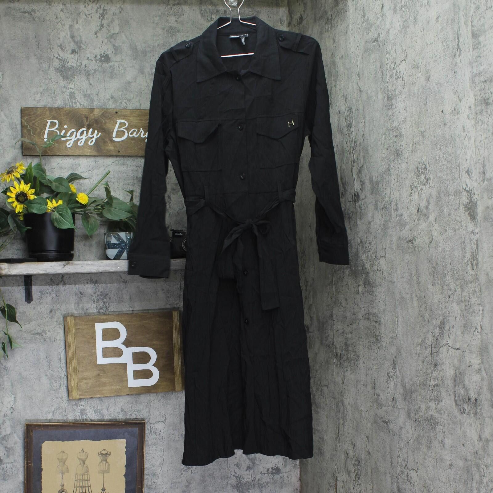 Other Halston Collared V-neck Long Sleeve Dress Hd4h8acl Black 14 Size XL / US 12-14 / IT 48-50 - 1 Thumbnail