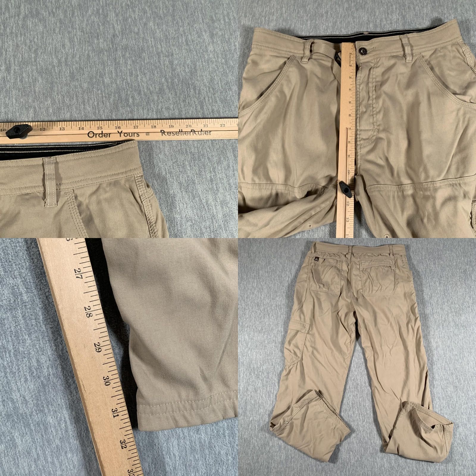 Prana Prana Stretch Zion Pants Mens M 32L Khaki Nylon Spandex Hiking Cargo Outdoor Twill Pants Size US 31 - 8 Thumbnail