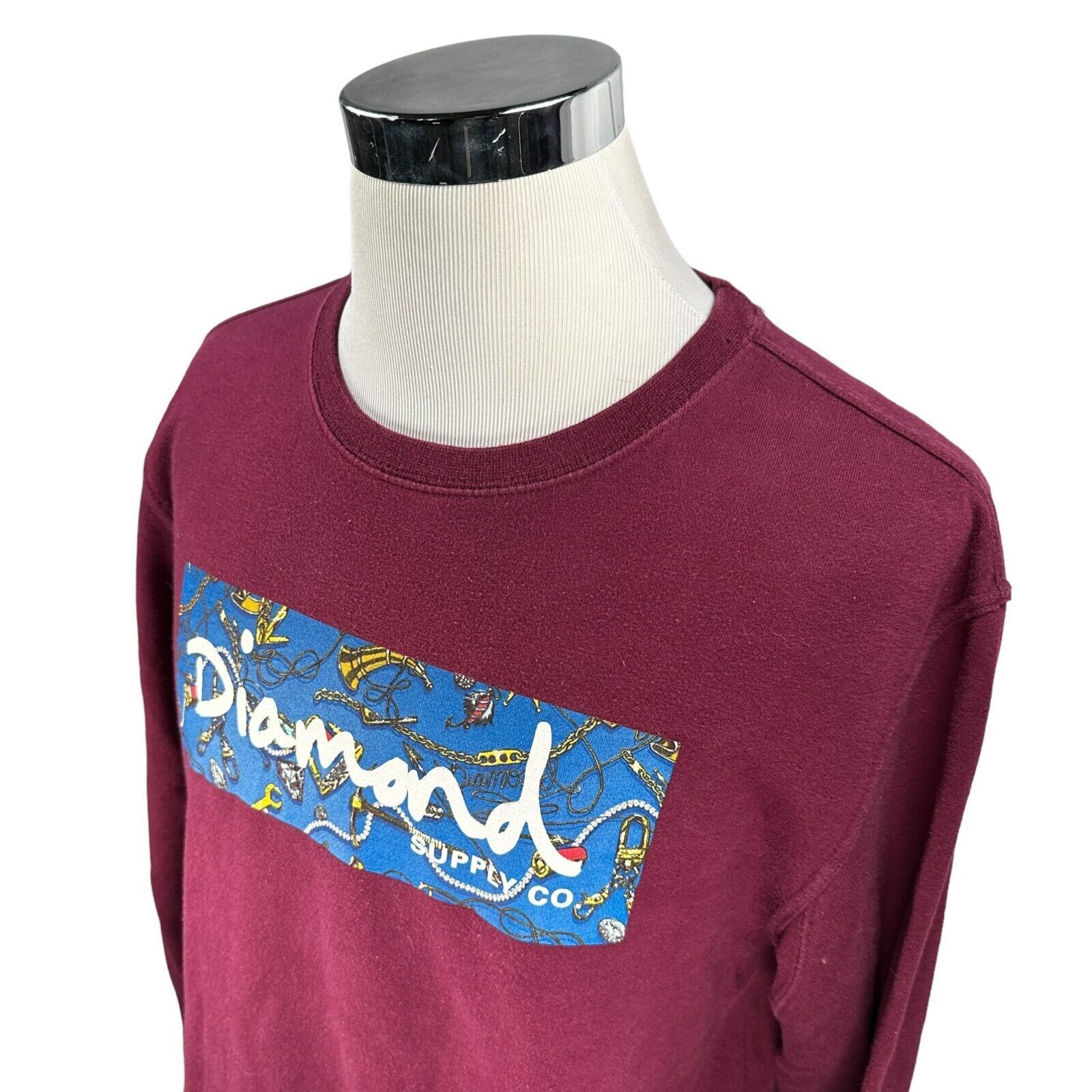 Diamond Supply Co. Diamond Supply Co Sweatshirt Medium Red Wine Streetwear Size US M / EU 48-50 / 2 - 3 Thumbnail