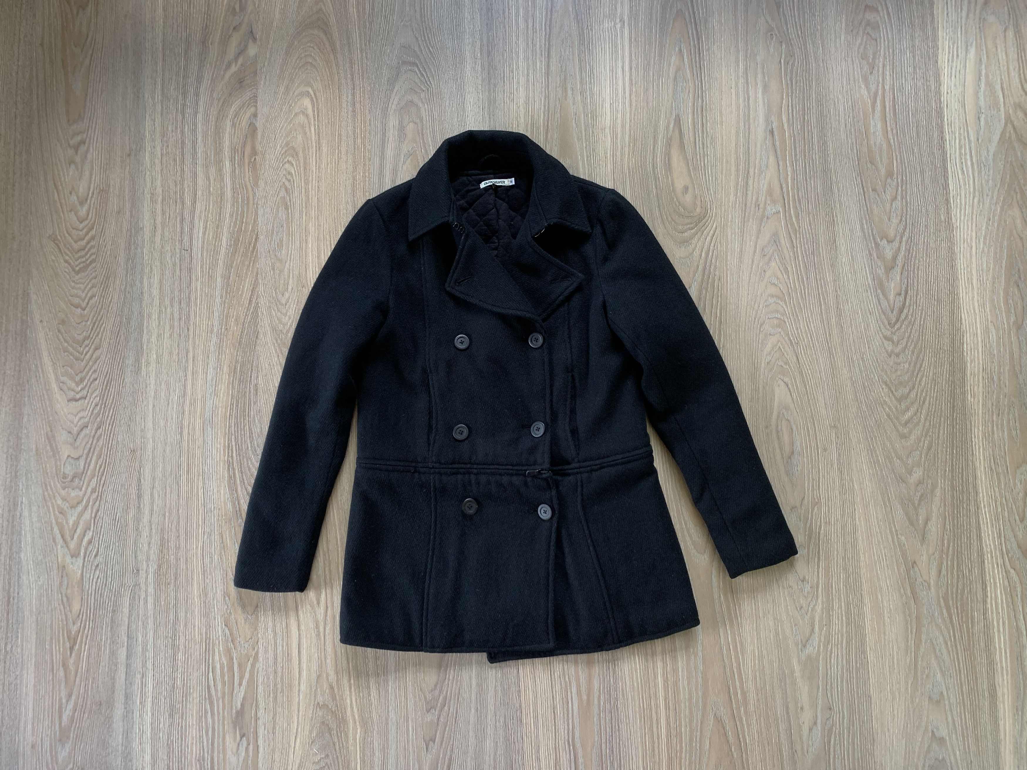 Quicksilver × Vintage Quicksilver Womens Black Wool Coat Size M / US 6-8 / IT 42-44 - 14 Thumbnail