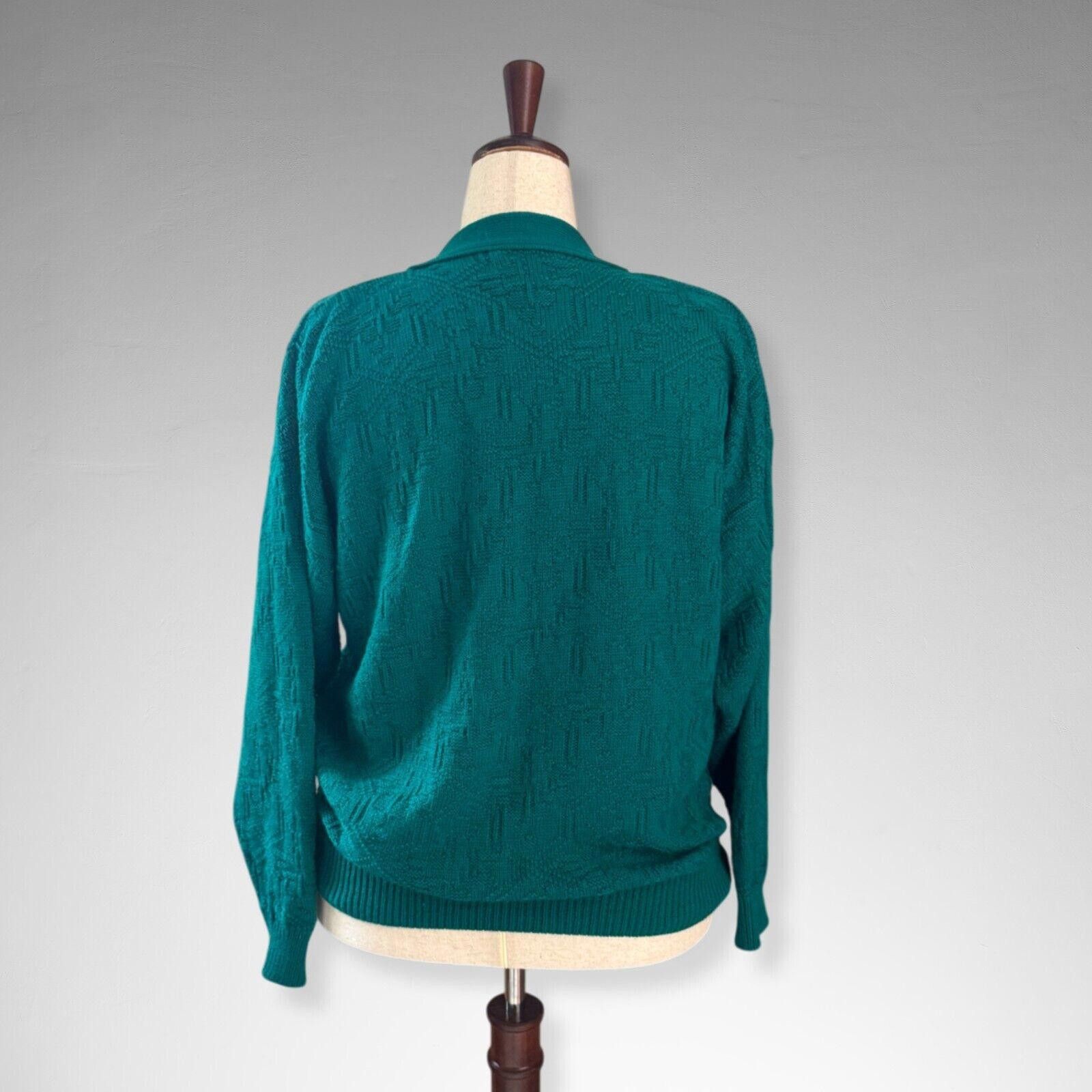 Designer Vintage Blueish Green 90s Knit Sweater Cardigan USA Size L / US 10 / IT 46 - 2 Thumbnail