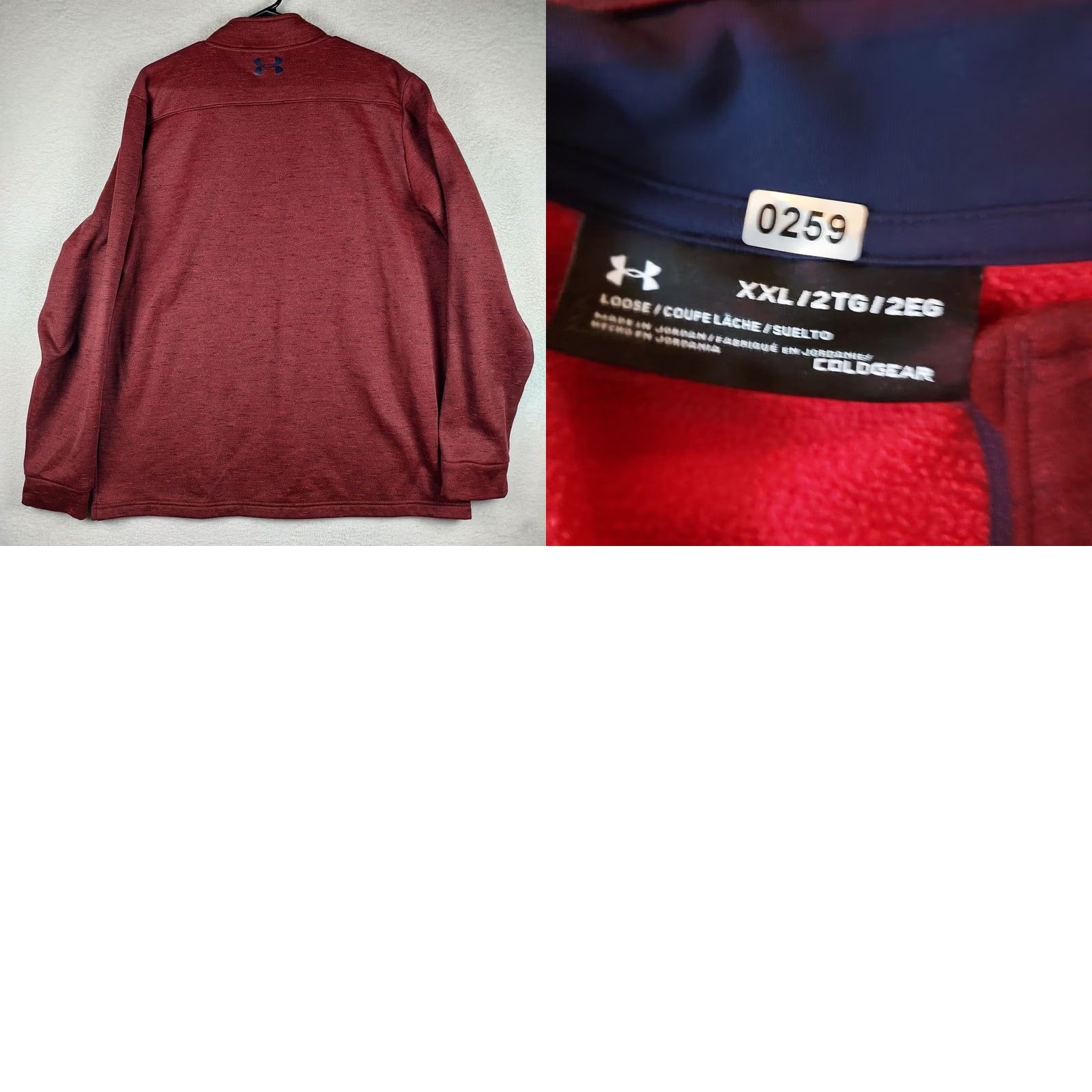 Under Armour Under Armour Mens 2XL ColdGear 1/4 Zip Fleece Pullover Red Burgundy Sweatshirt Mock Neck Long Sleeve Zip Sports outdoor Mens Size US XXL / EU 58 / 5 - 8 Thumbnail
