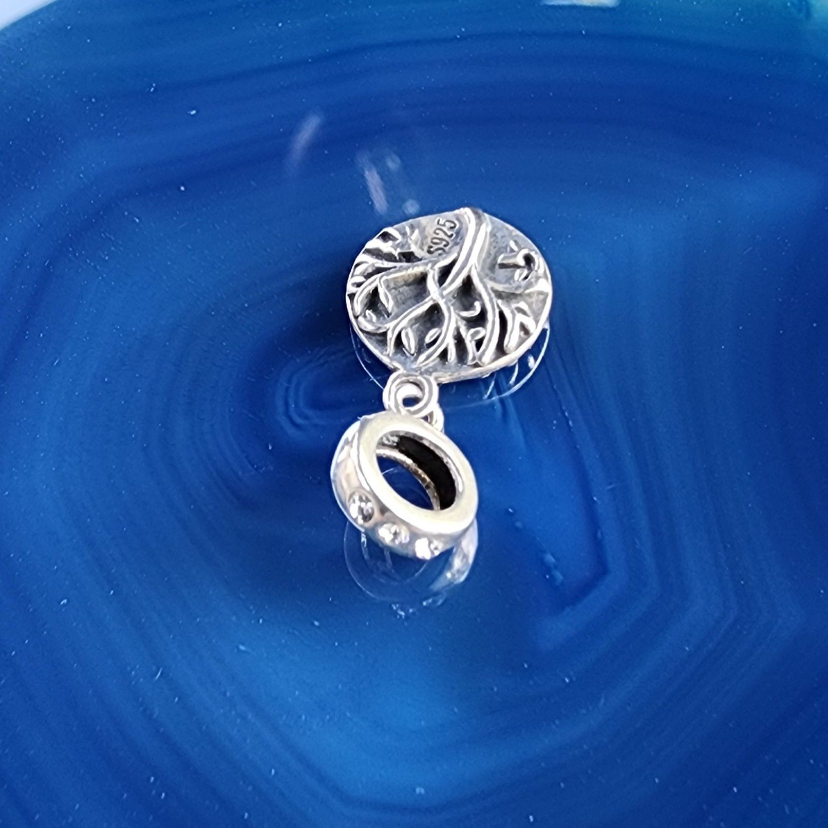 Vintage Sterling Silver Tree Of Life Rhinestone Dangle Charm Pendant Size ONE SIZE - 5 Thumbnail