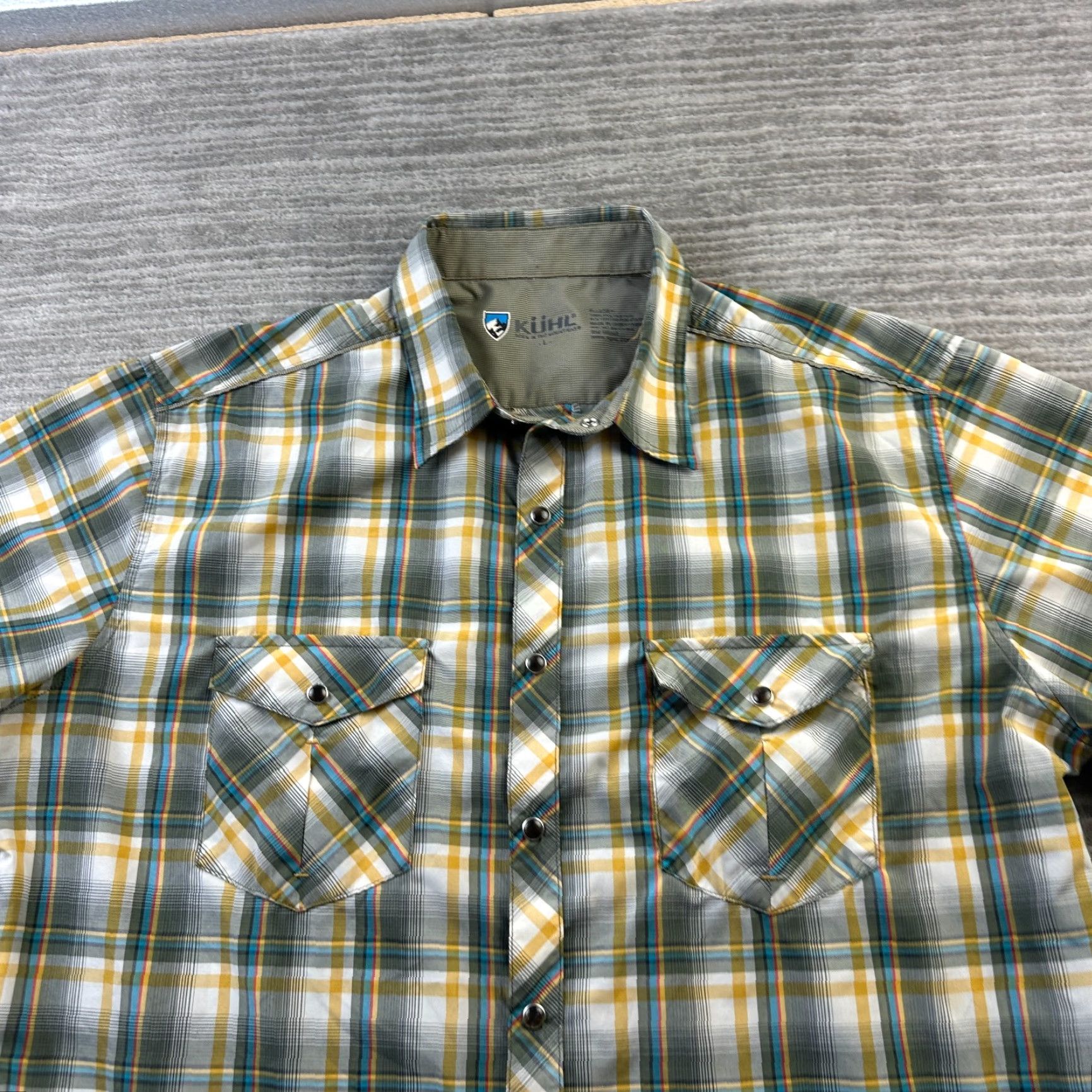 Vintage Kuhl Shirt Mens Large Yellow Western Pearl Snap Outdoors Hiking Shirt Size US L / EU 52-54 / 3 - 3 Thumbnail