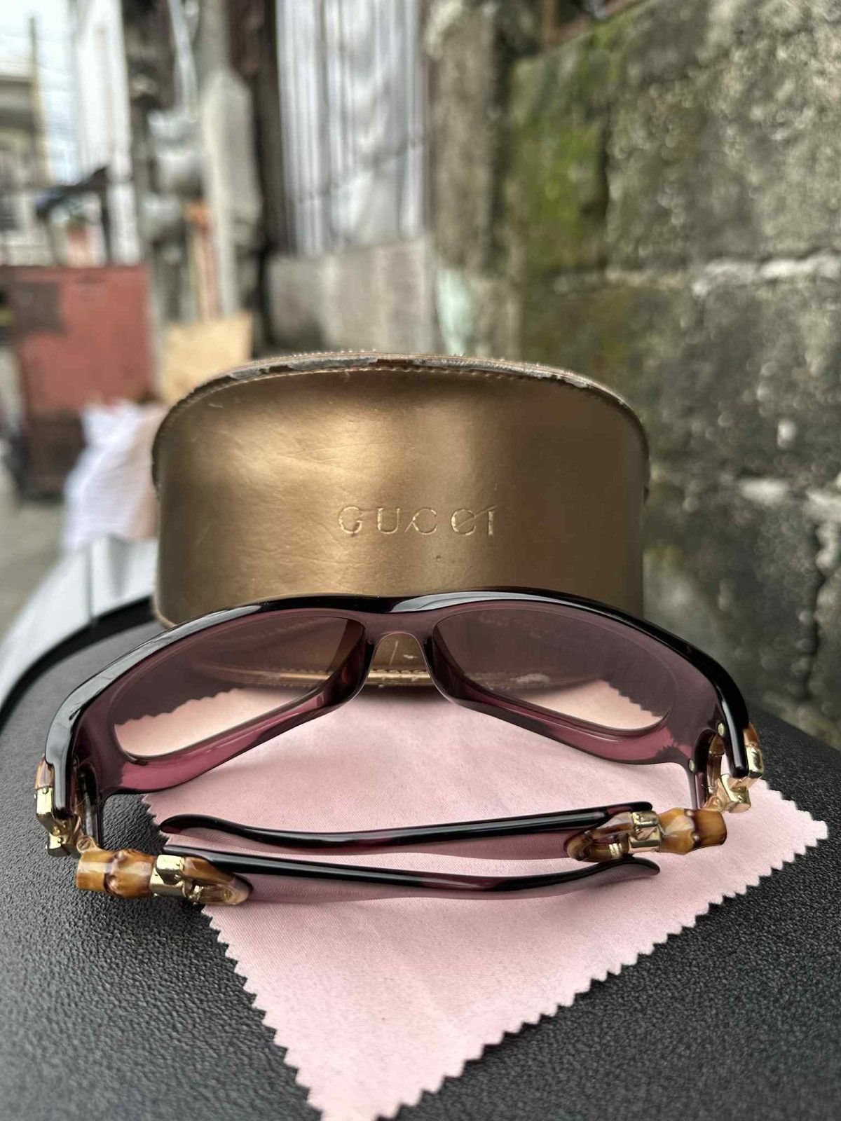 Gucci × Streetwear × Vintage GUCCI Bamboo Horsebit Rimless Shield
