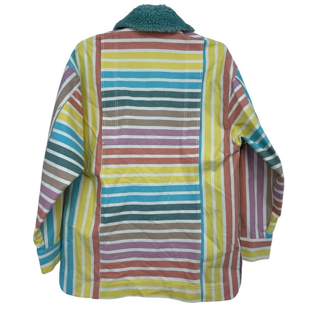 NOCTURNE NOCTURNE PRINTED DENIM JACKET STRIPED RAINBOW WOMENS SIZE XS Size XS / US 0-2 / IT 36-38 - 7 Thumbnail