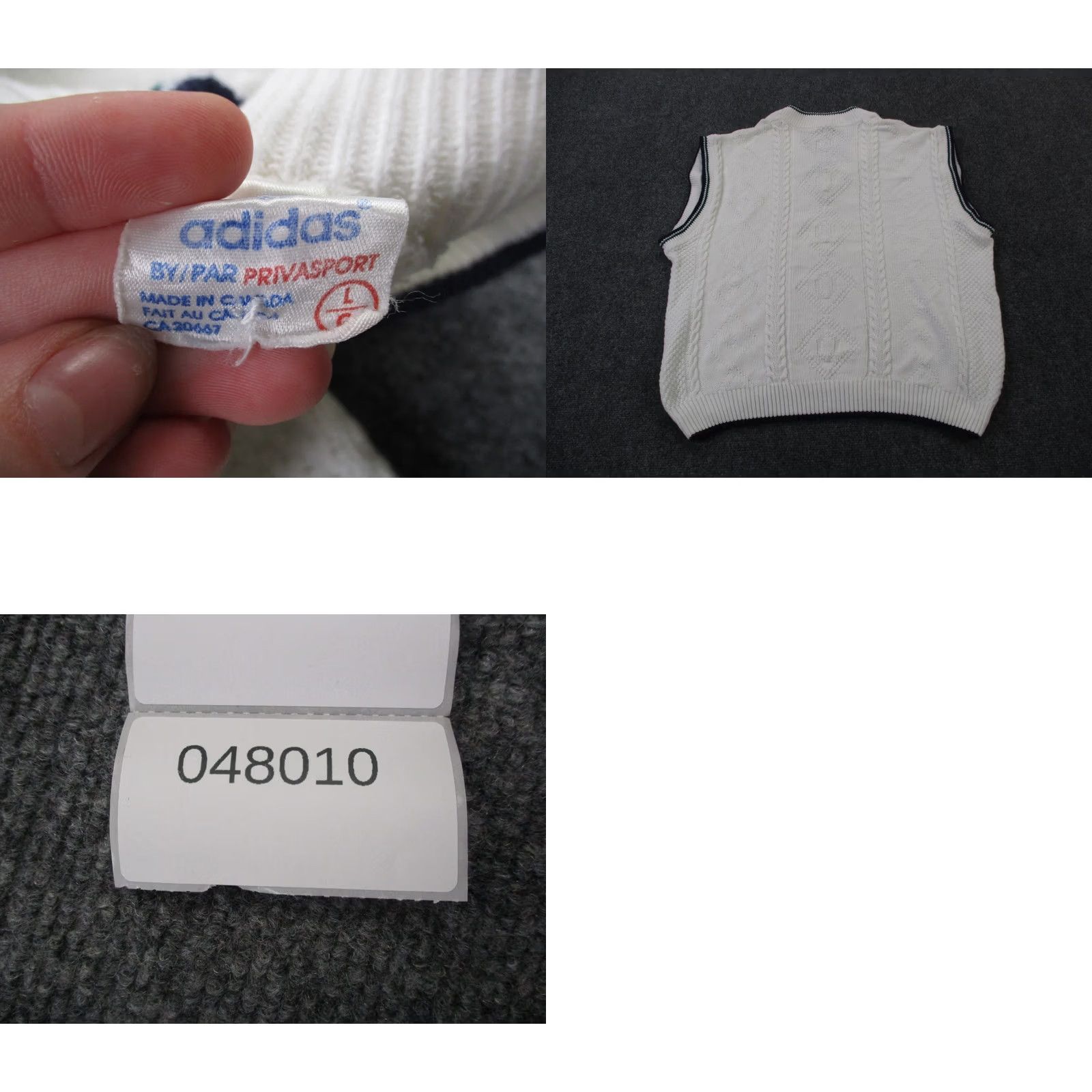 Adidas VINTAGE Adidas Sweater Vest Mens L White Vest Preppy Chunky Knit Privasport 80s Size US L / EU 52-54 / 3 - 8 Thumbnail