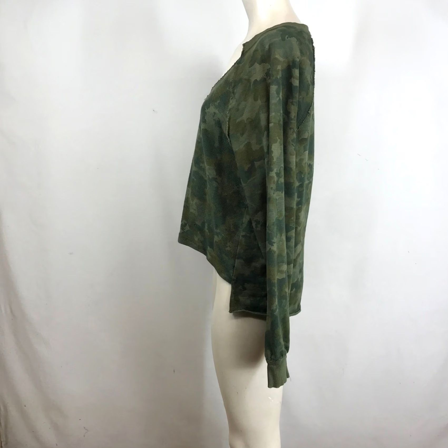 Vintage Pilcro and the Letterpress Camouflage Sweatshirt Green V-Neck Pullover Womens Small Size S / US 4 / IT 40 - 6 Thumbnail