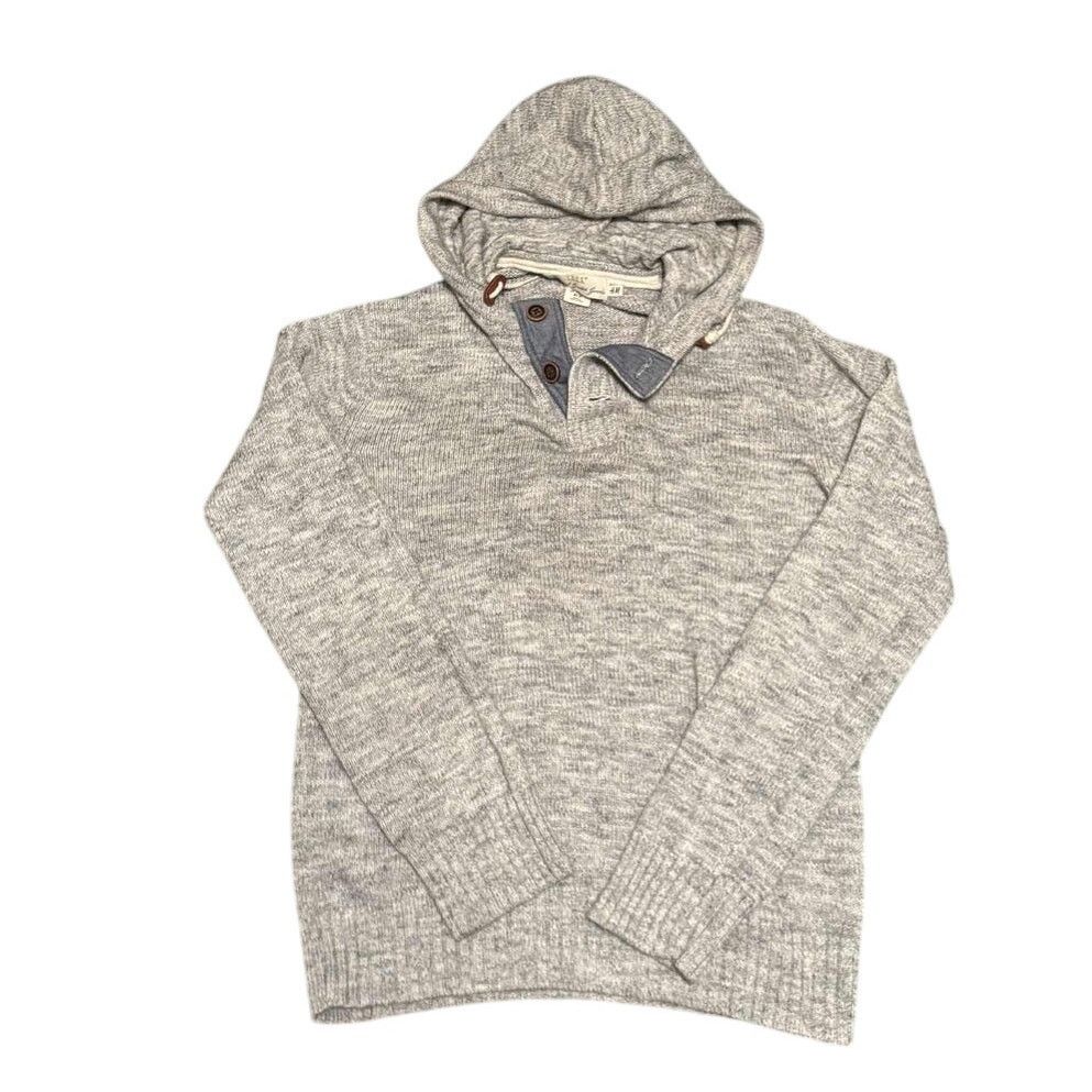 H&M Heavy Knit Gray Sweater 3 Button Hood Comfort 100% Cotton SM Size US S / EU 44-46 / 1 - 1 Thumbnail