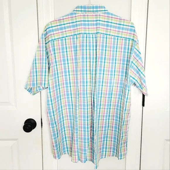 Grant Thomas Plaid Short Sleeve Button-Up Shirt Pastel Preppy Spring Size US XXL / EU 58 / 5 - 5 Thumbnail