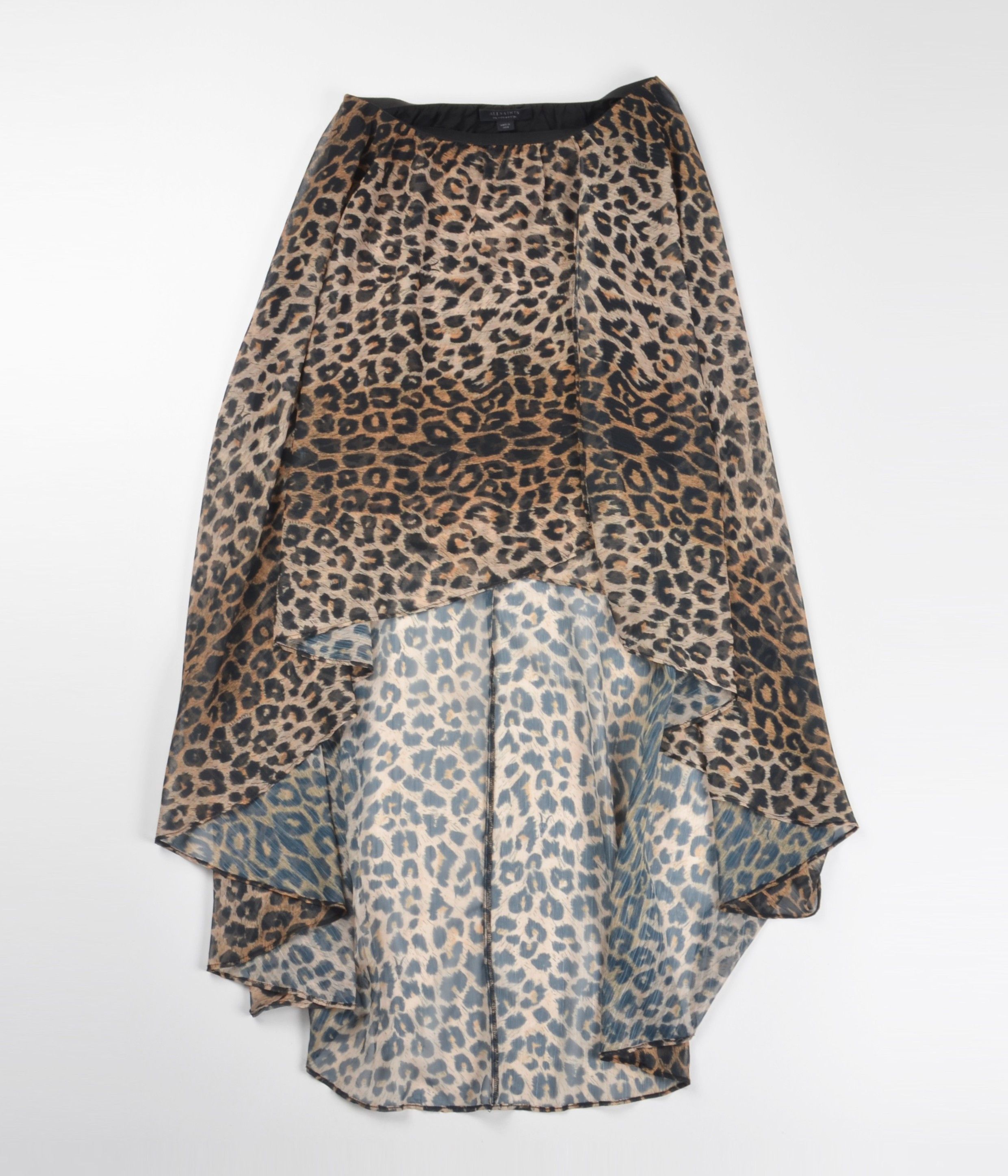 Allsaints Allsaints Leopard High Low Layered Asymmetric Mesh Skirt Size 27" / US 4 / IT 40 - 4 Thumbnail