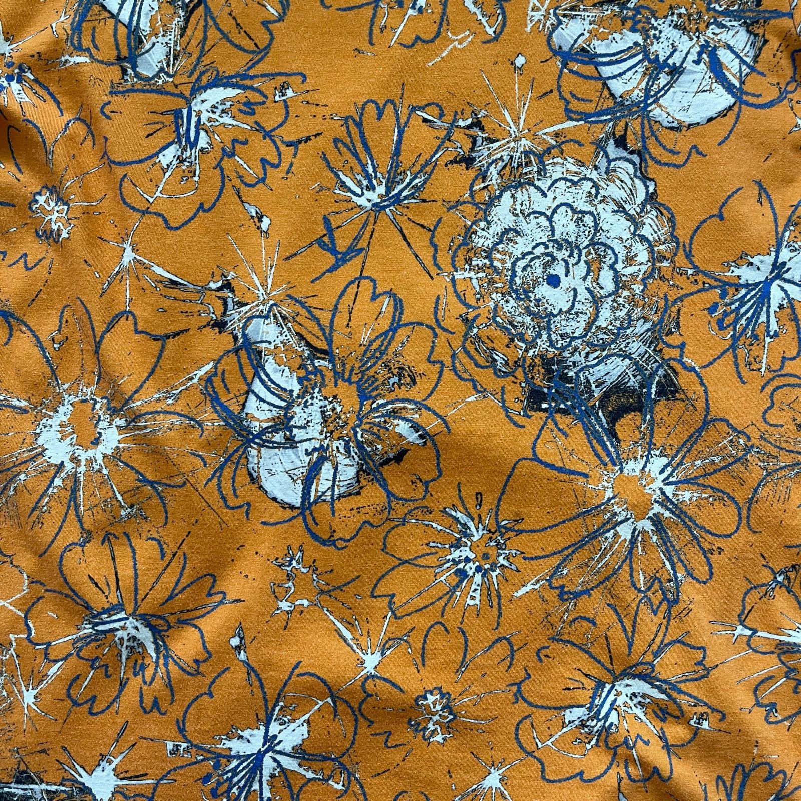 Jil Sander Jil Sander Orange Floral Print T-Shirt Size US L / EU 52-54 / 3 - 3 Thumbnail