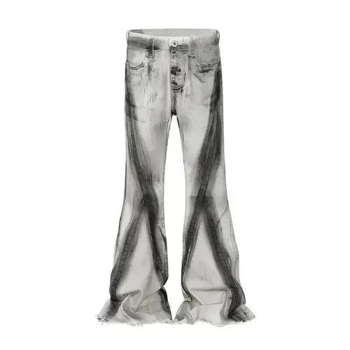 Jean × Vintage Y2k Streetwear Dirty Gradient Baggy White Jean Size US 35 - 2 Thumbnail