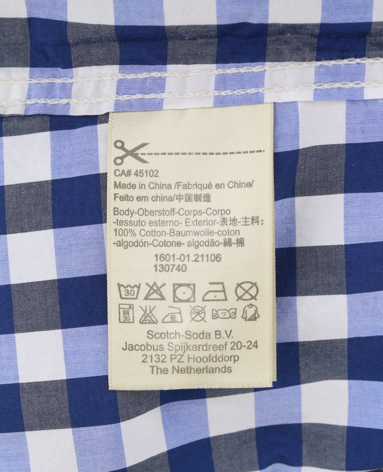 Scotch & Soda S Blue Checked Cutaway Button-Up Short Sleeve Shirt 89049 Size US S / EU 44-46 / 1 - 7 Thumbnail