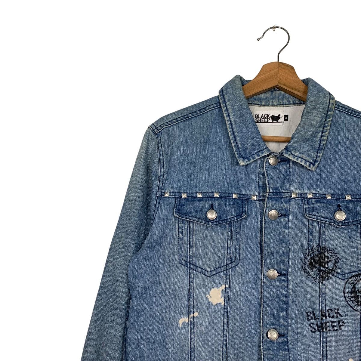 Black Sheep BLACK SHEEP Washed Blue Studded Denim Jacket #2734-C123 Size US S / EU 44-46 / 1 - 6 Thumbnail