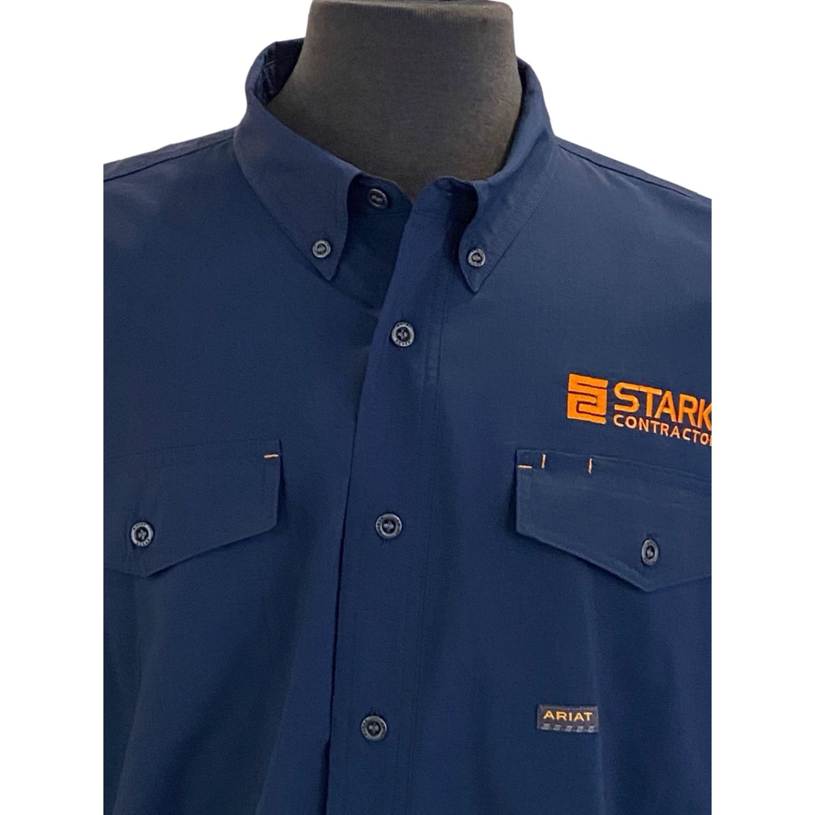 Ariat ARIAT REBAR Shirt Mens XLT Navy Blue Button Down Short Sleeve Shirt READ Size US XL / EU 56 / 4 - 4 Thumbnail