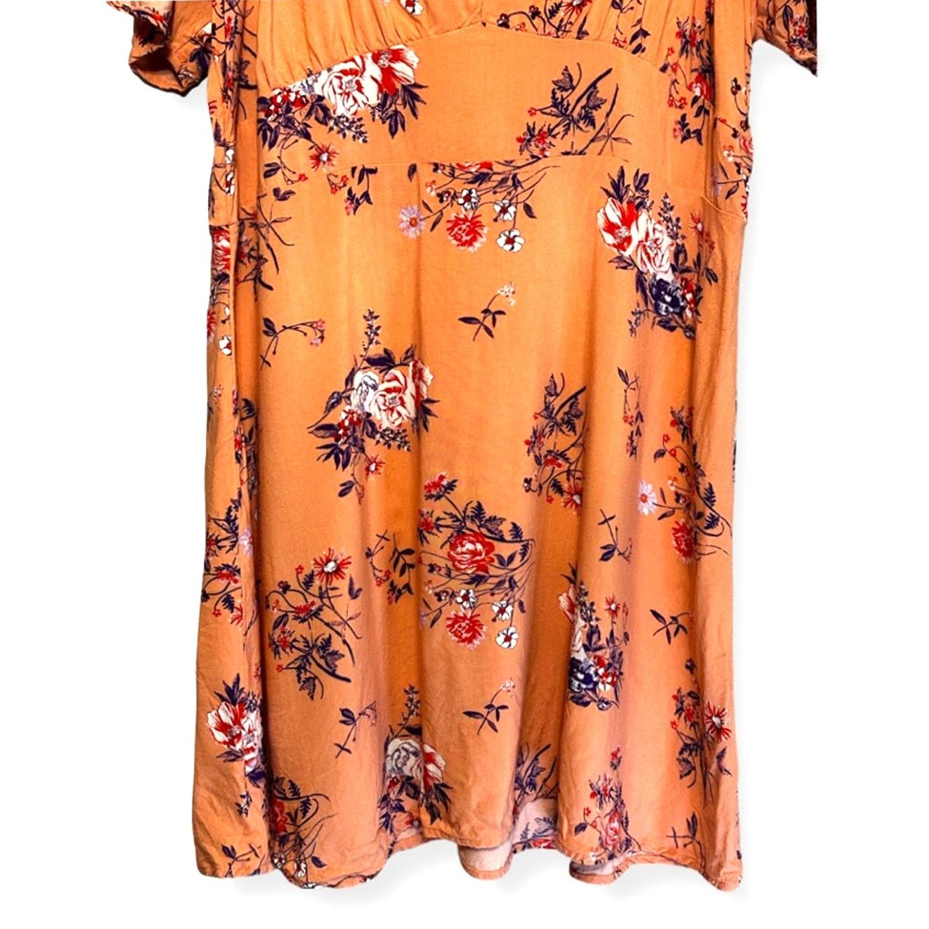 Other Abound Skater Dress Floral Zip Closure Short Sleeve Multi 2X Size XXL / US 16-18 / IT 52-54 - 4 Thumbnail