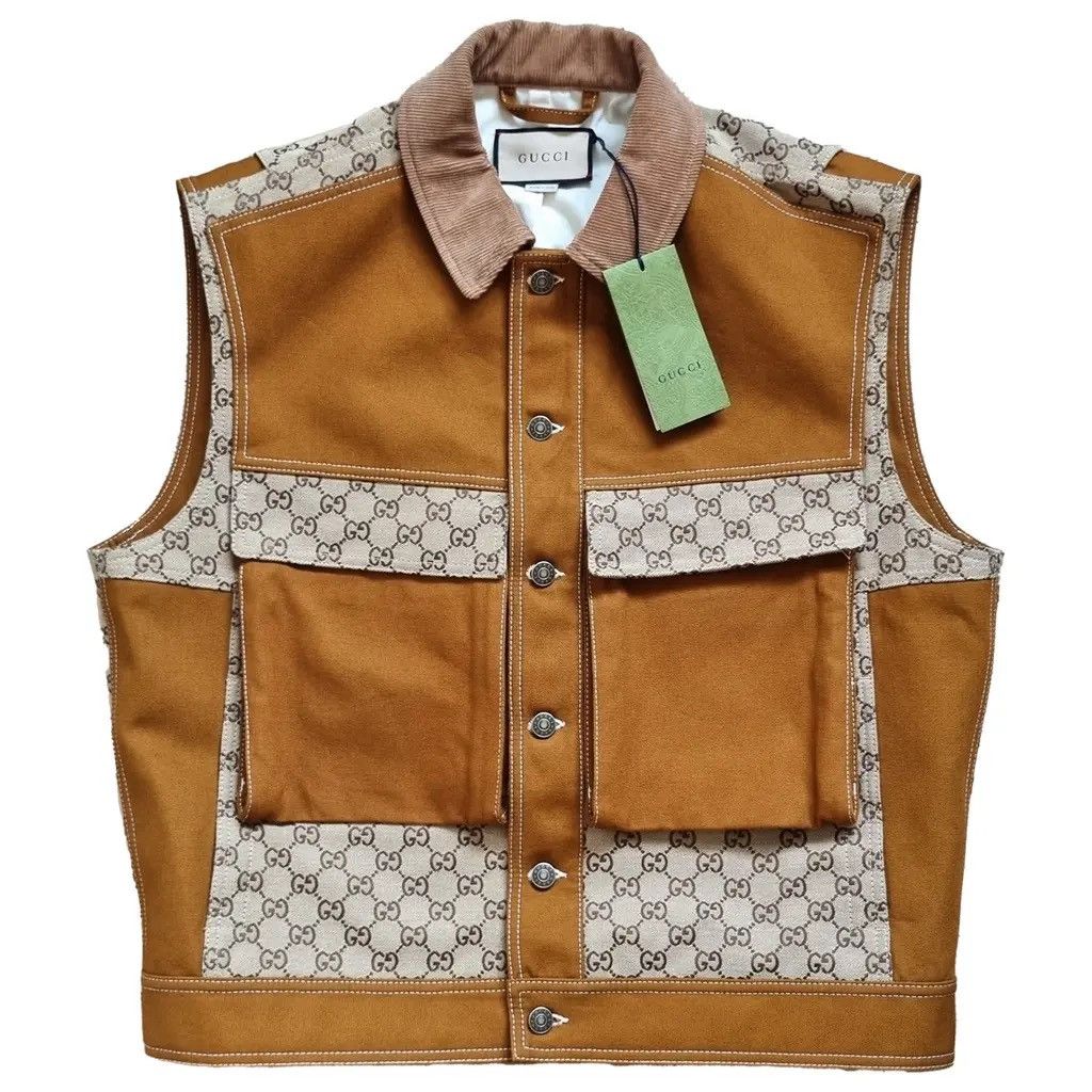 Gucci Gucci Cotton Canvas Monogram Print Vest Size US L / EU 52-54 / 3 - 1 Thumbnail