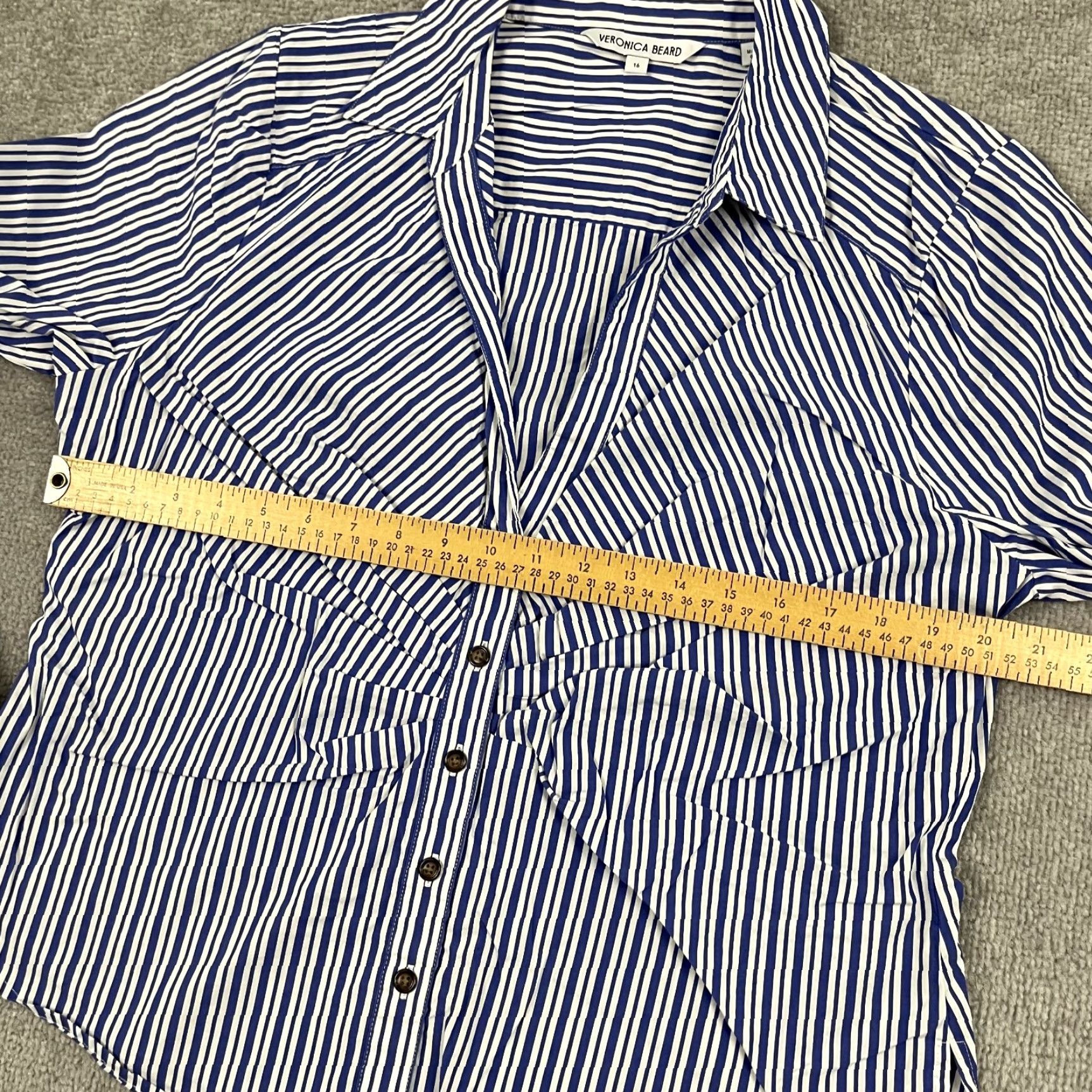 Veronica Beard VERONICA BEARD Joelle Shirt Top Womens Size 16 Blue White Striped Button-Up Casual Size XXL / US 16-18 / IT 52-54 - 5 Thumbnail