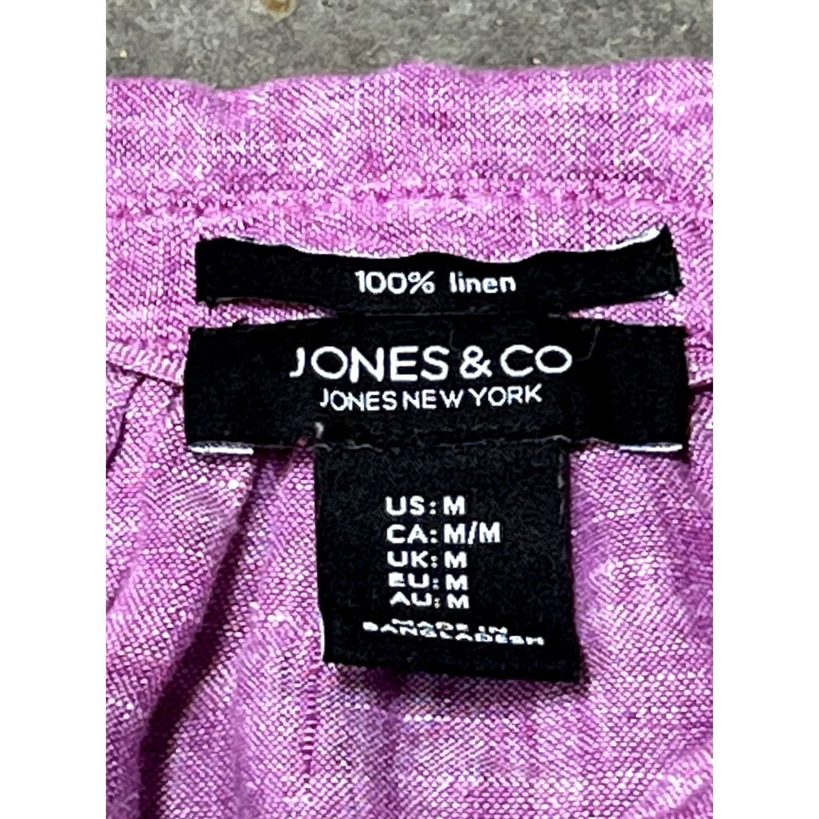 CO Jones & Co Womens Button-Up Shirt Purple Long Sleeve M Linen Size M / US 6-8 / IT 42-44 - 4 Thumbnail