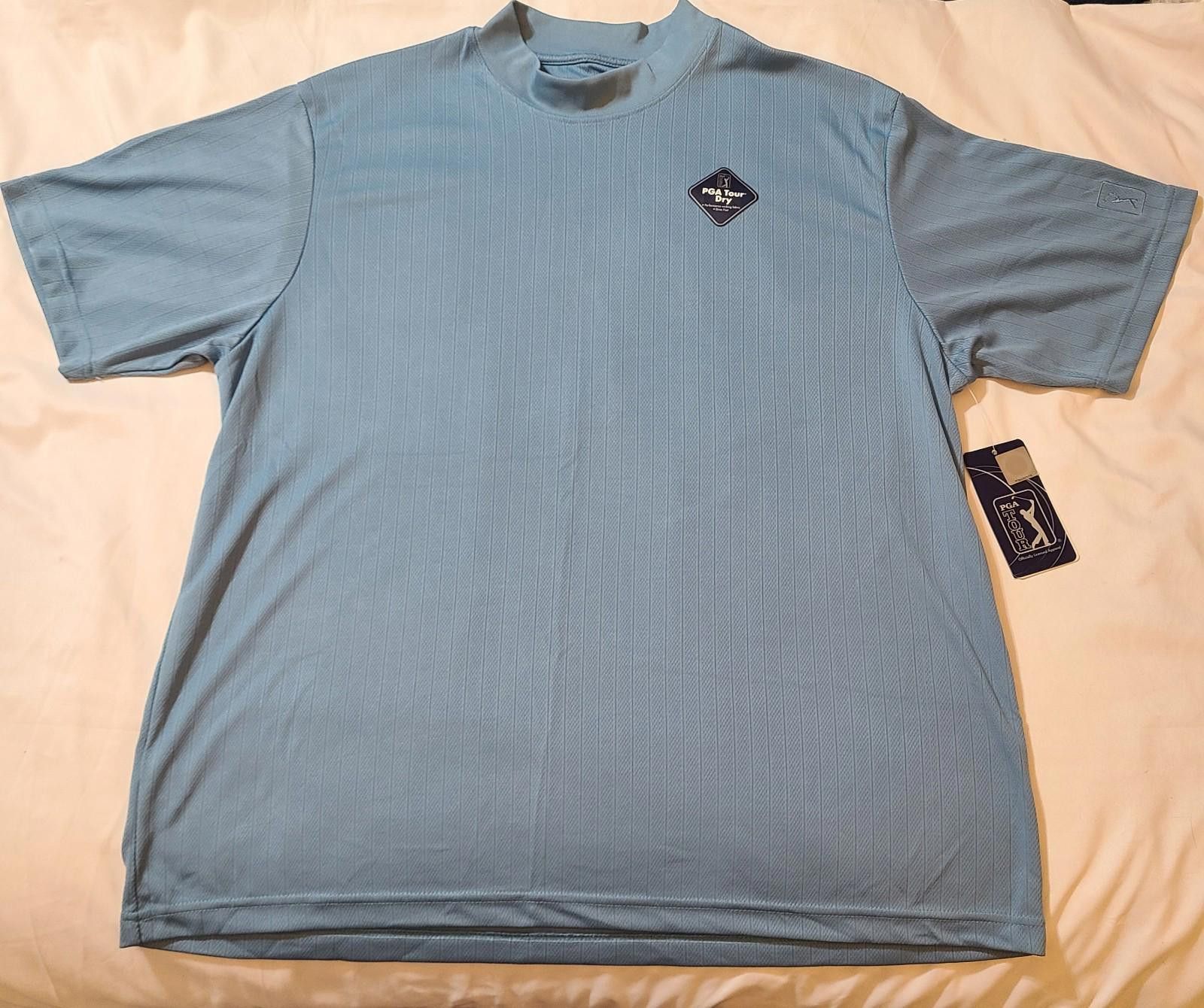 PGA Tour 2pk PGA Tour Dry Shirt Mens Size XL (NWT-Blue, EUC-Tan) Golf Size ONE SIZE - 10 Thumbnail