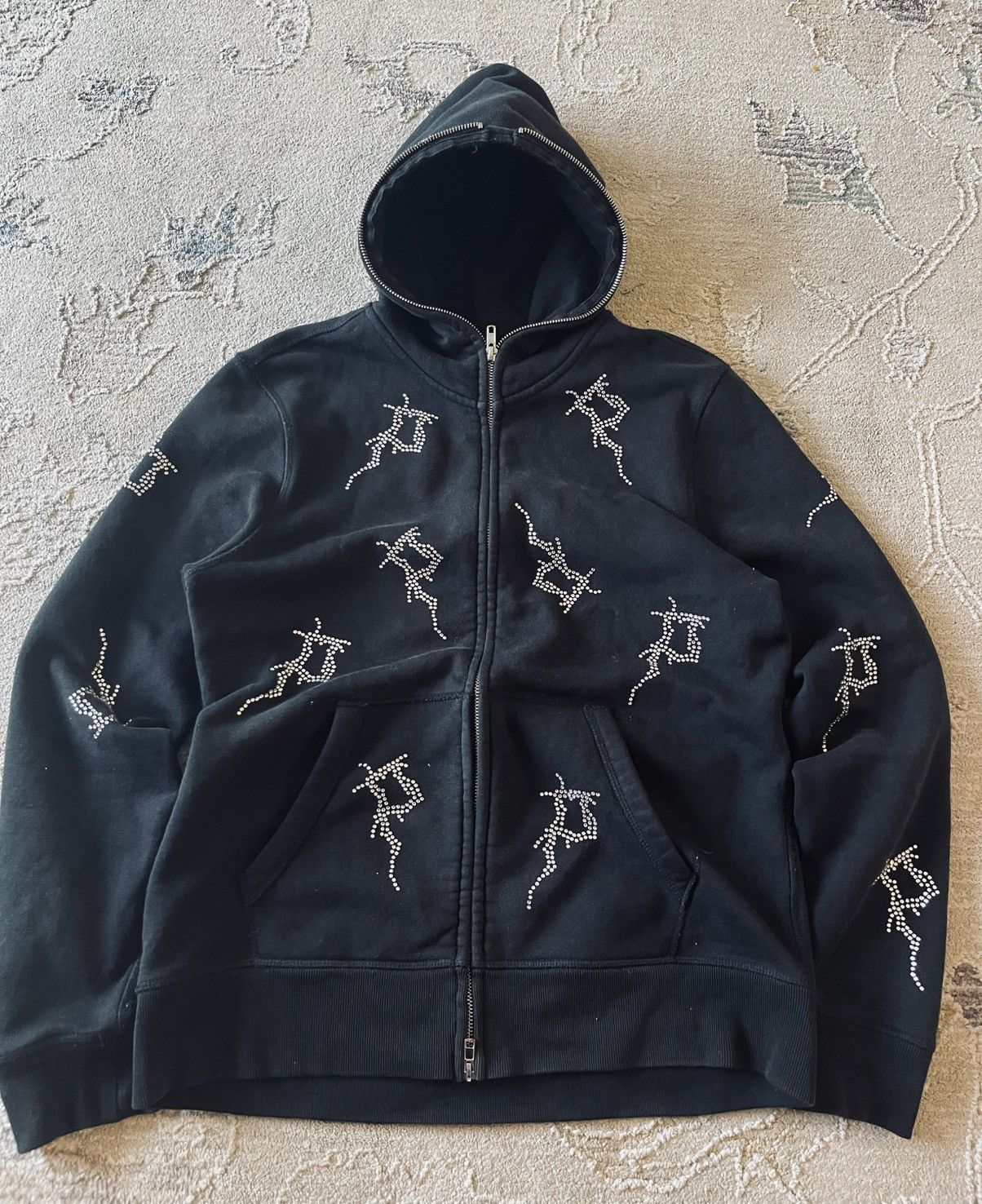 Other Black Double Zip Rhinestone Hoodie Size US M / EU 48-50 / 2 - 1 Thumbnail