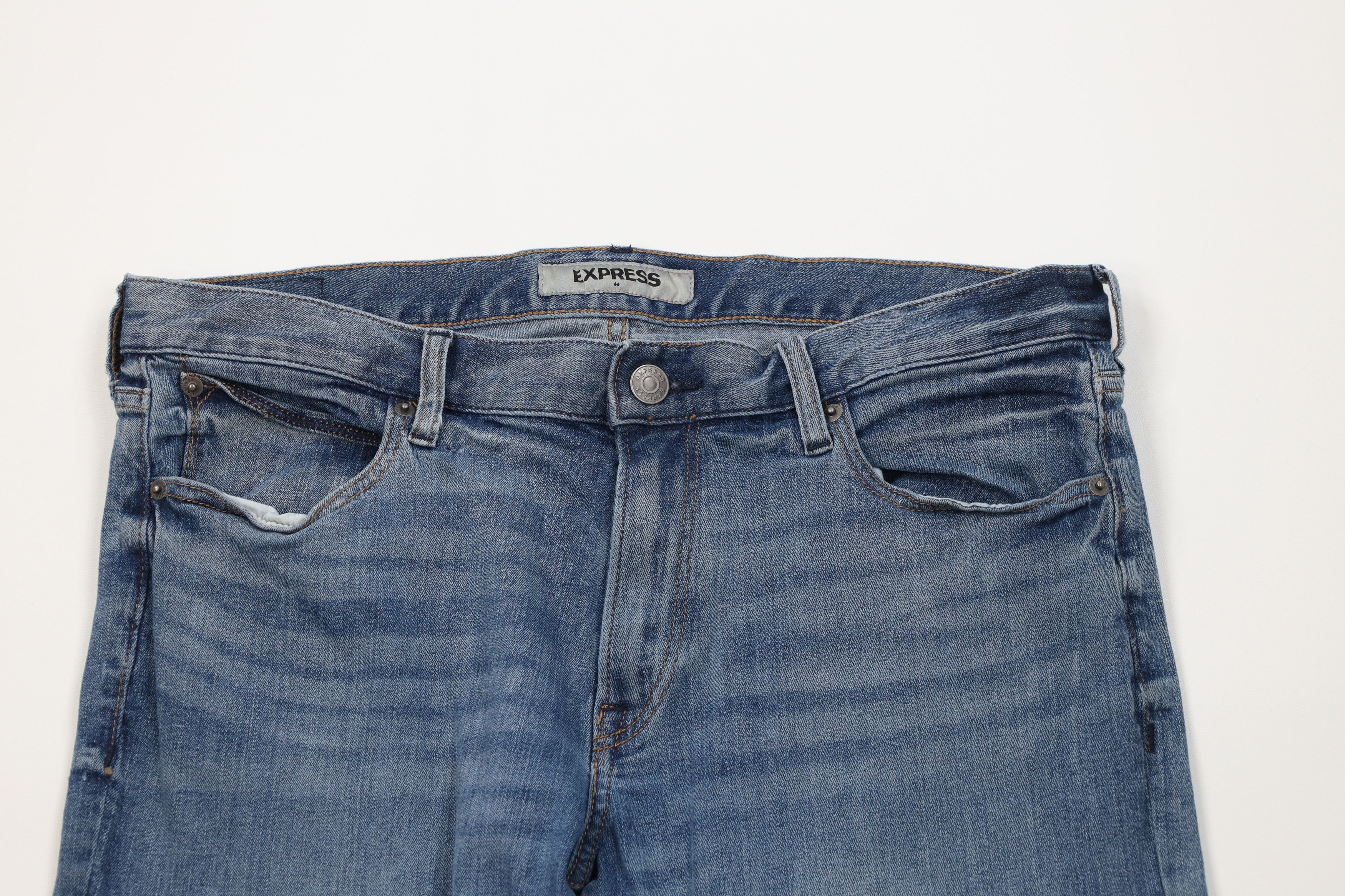 Express Express Slim Fit Skinny Leg Moto Motorcycle Denim Jeans Blue Size US 34 / EU 50 - 2 Thumbnail