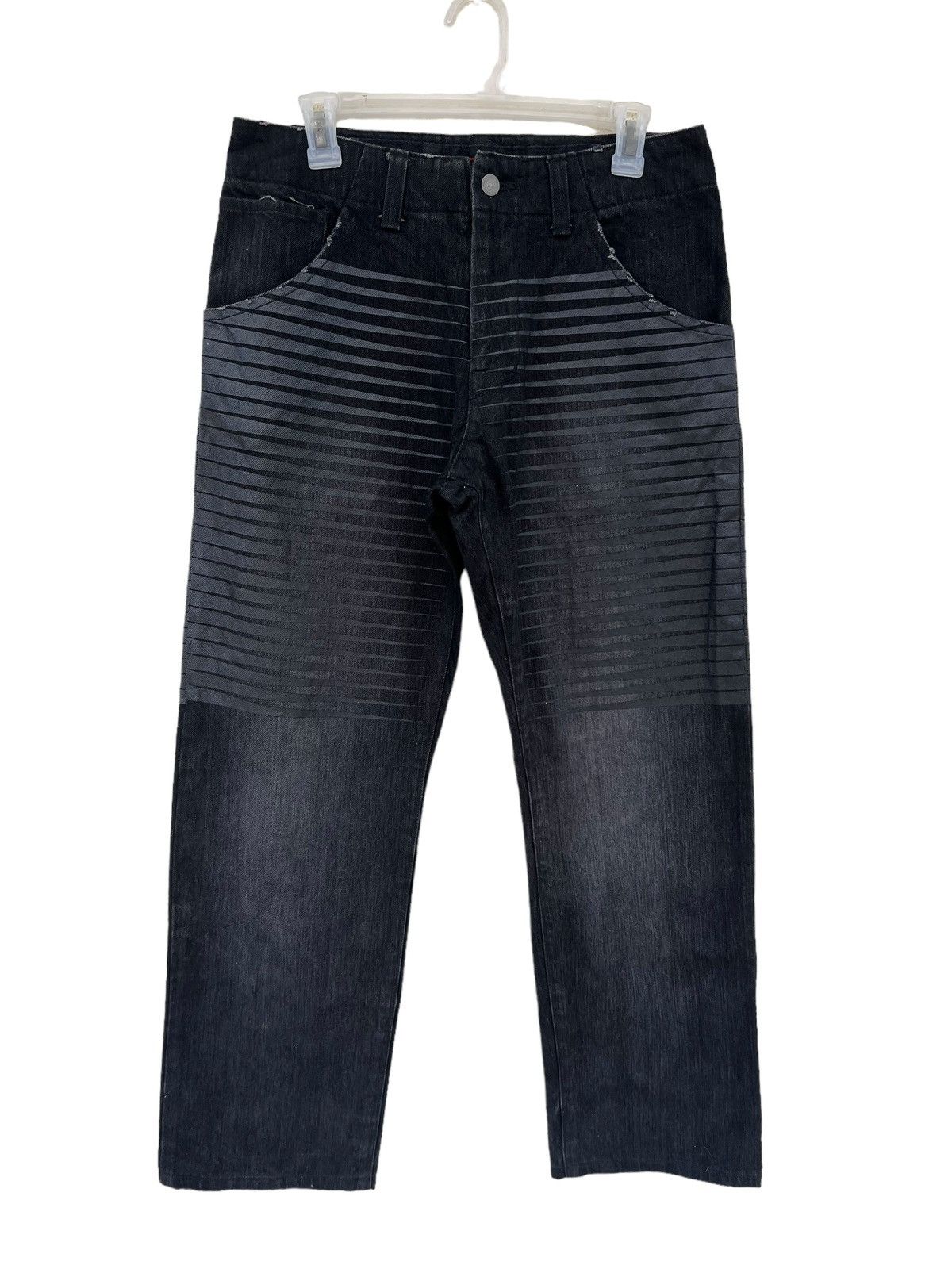 Vintage LUZ Life Under Zen Japan Stripe Distress Denim Jeans Size US 31 - 6 Thumbnail