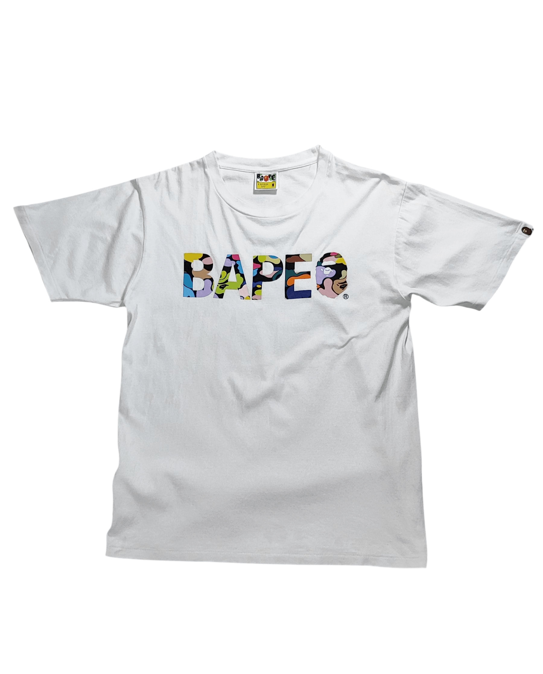 RARE!!! BAPE MULTICOLOR CAMO LOGO TEE