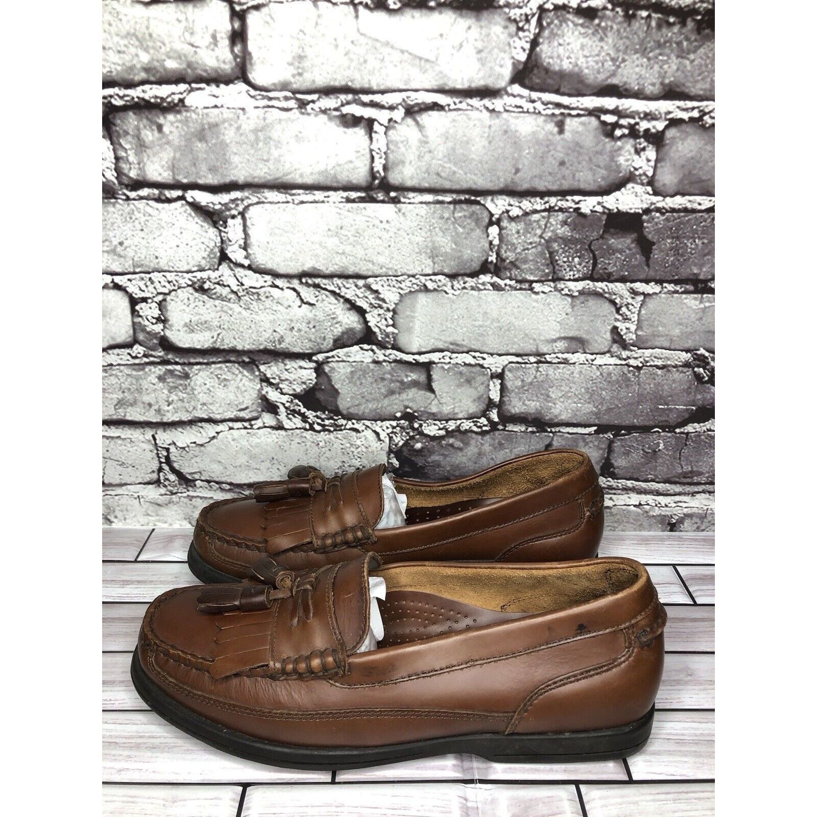 Bass Bass Strout Brown Leather Tassel Loafers SlipOn Casual Shoes Size US 7.5 / EU 40-41 - 3 Thumbnail
