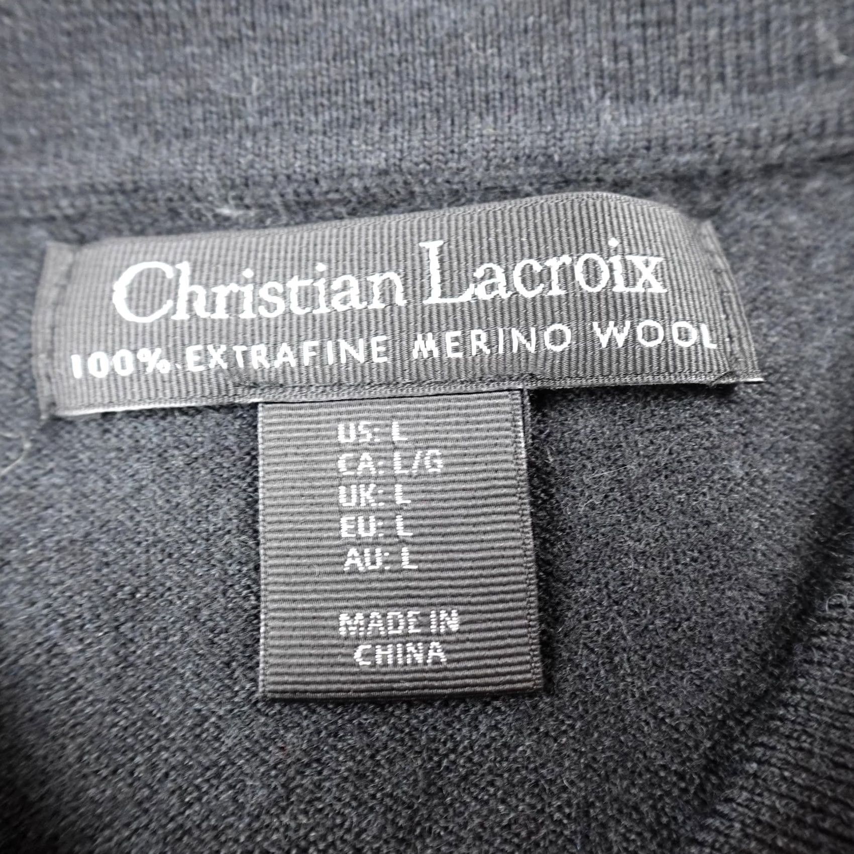 Christian Lacroix Christian Lacroix Sweater Mens L Black Wool Cardigan Knit Top Button Short Sleeve Size US L / EU 52-54 / 3 - 4 Thumbnail
